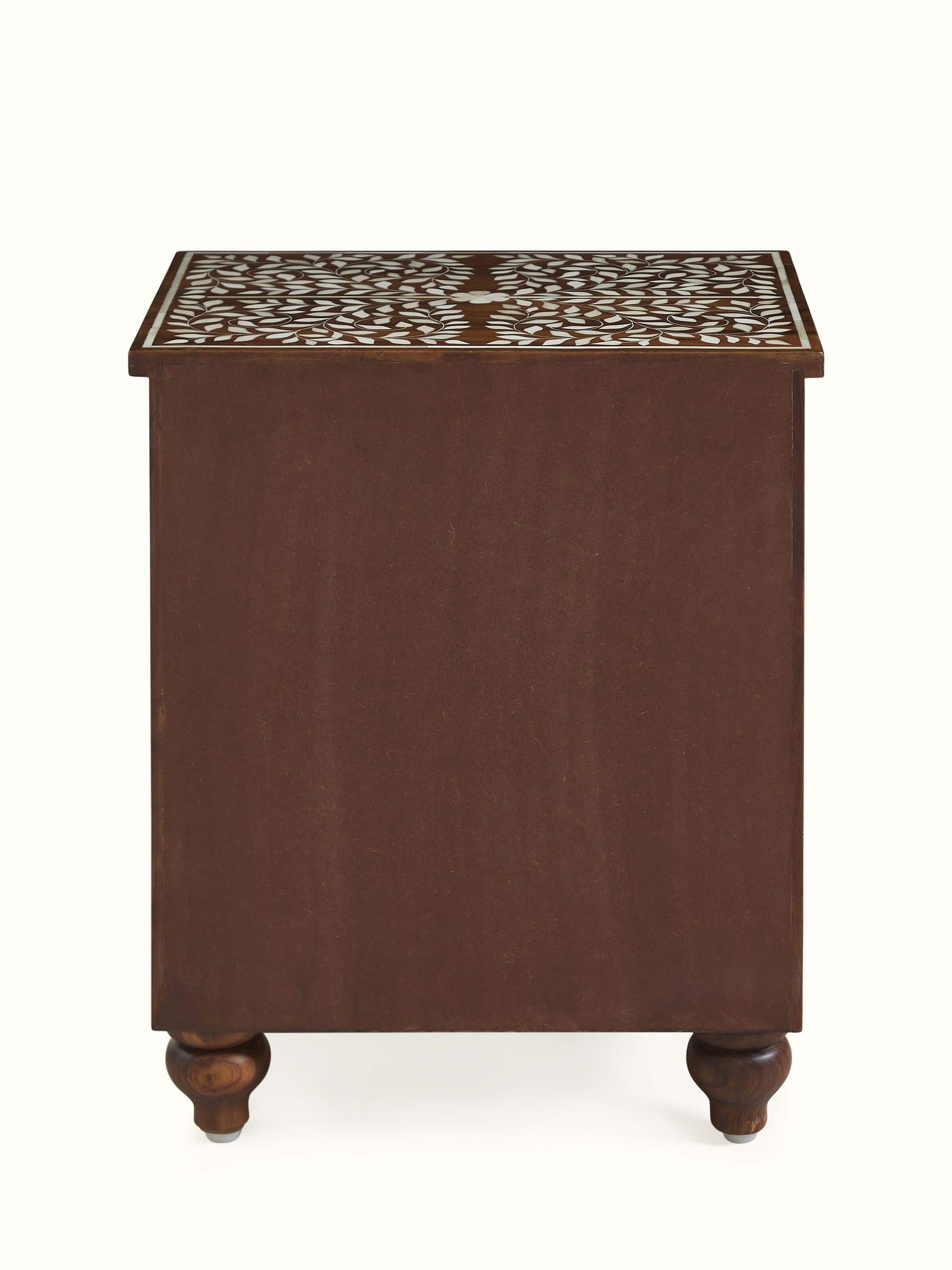Teak Wood Inlay Bedside Table