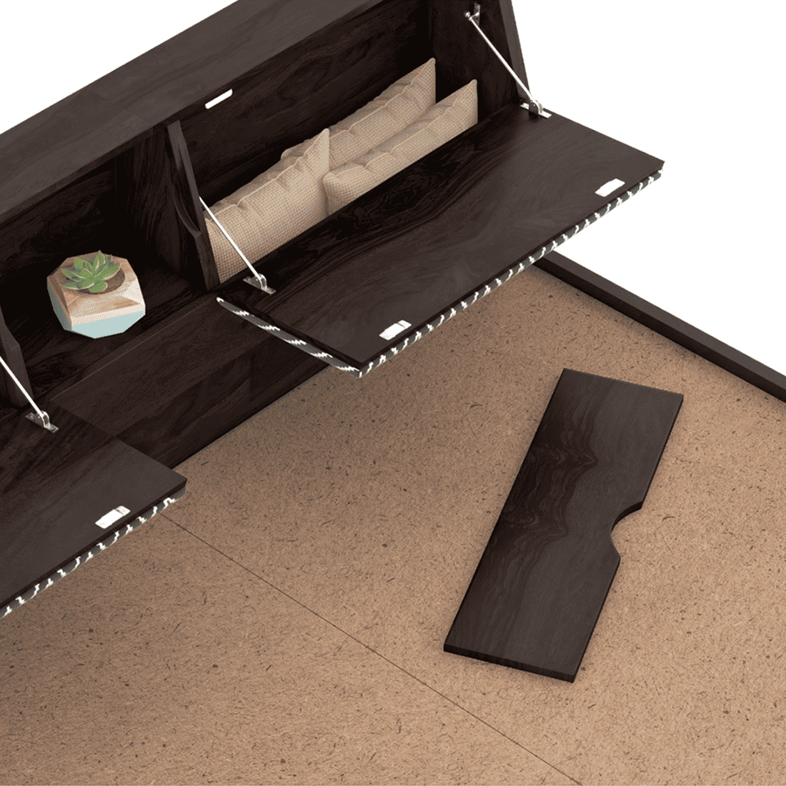 Jennings King Size Hydraulic Storage Bed in American Walnut