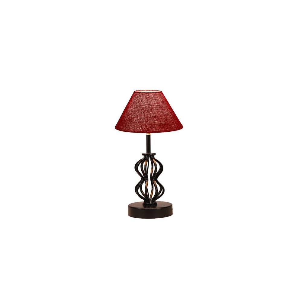 Fatima Maroon Jute Table lamp with Iron Base