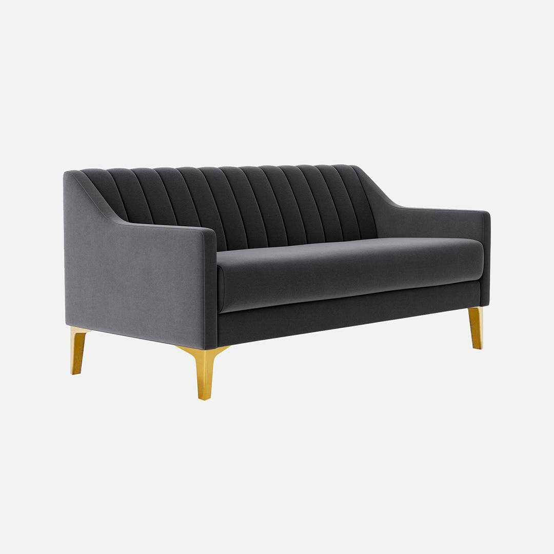 Fame  Velvet 3 Seater Sofa in Dark Grey Colour