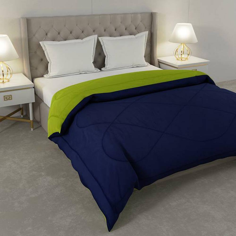 Falguni 
Navy Blue-Lemon Green Solid 250 Gsm Microfiber Single Bed Comforter