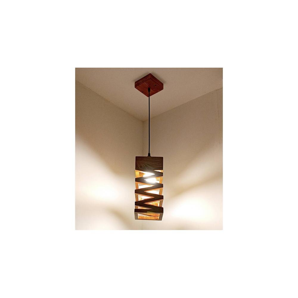 Wiggle Brown Solid Wood Single Hanging Light