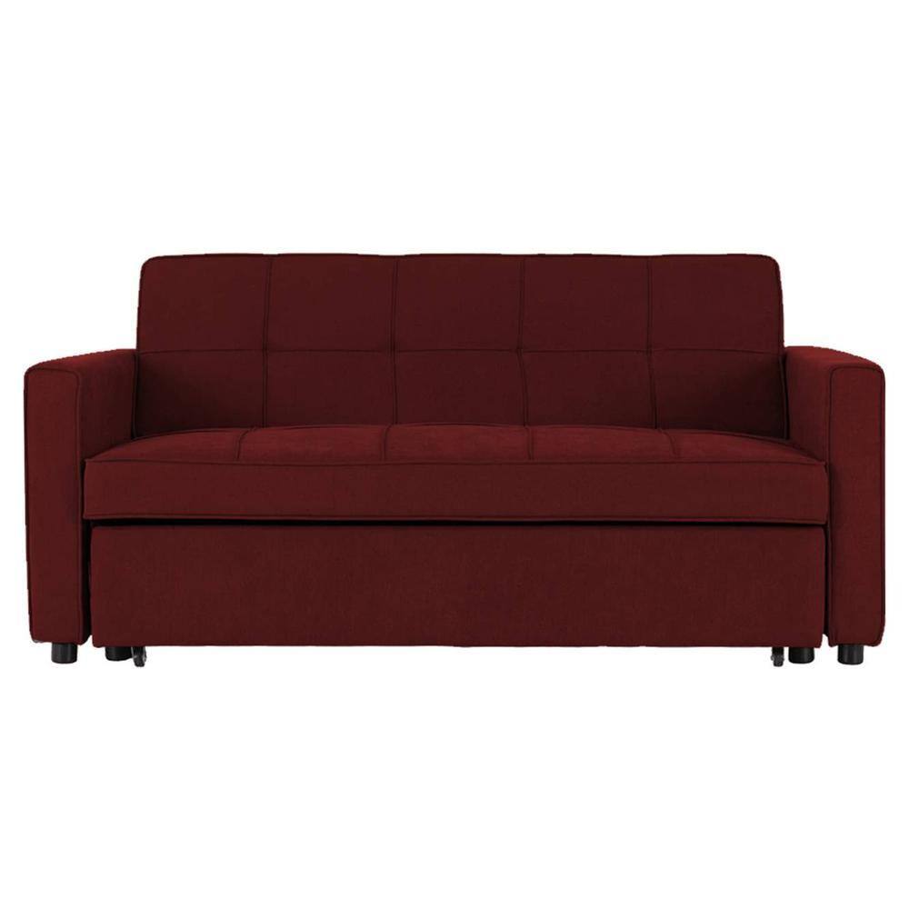 Medas 3 Pull Out Sofa Cum Bed In Maroon Colour