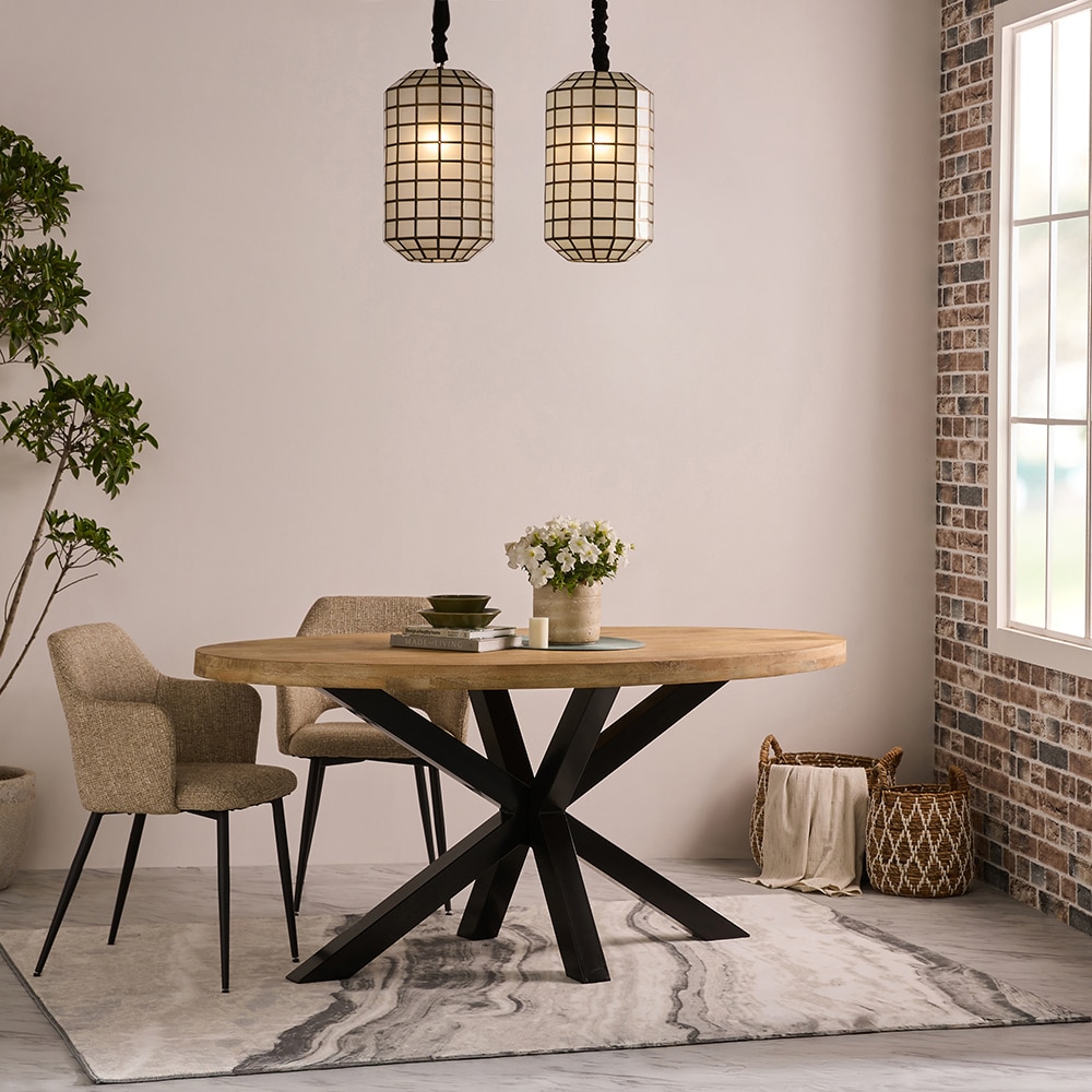 Xerone Solid Wood 6 Seater Dining Table in Limewash Finish - Living Shape