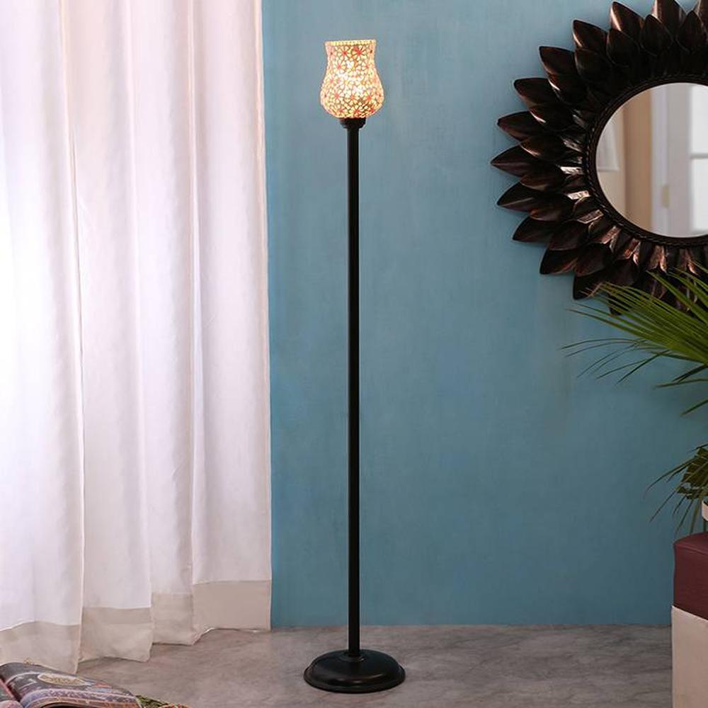 Bran Black Glass Shade Floor Lamp