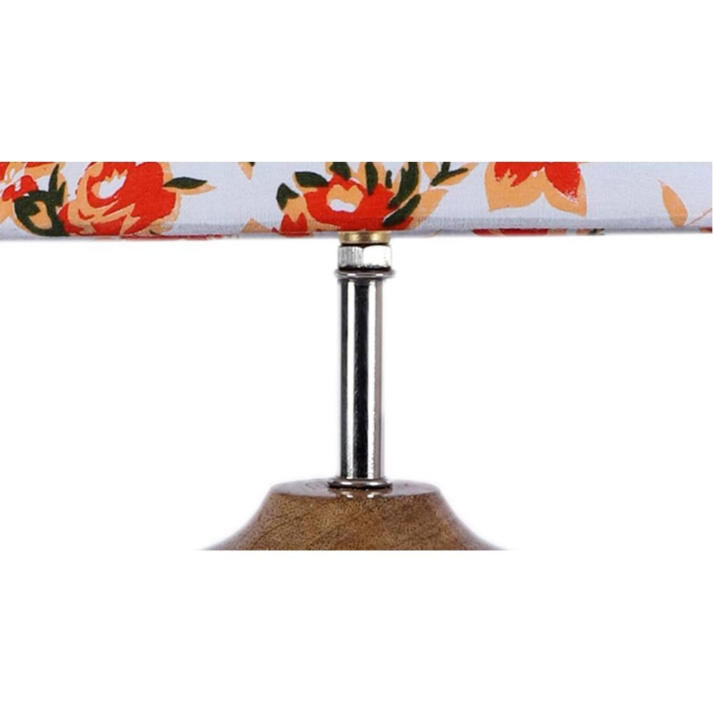 Katherine Multicolour Fabric Shade Table Lamp with Natural Wooden Base
