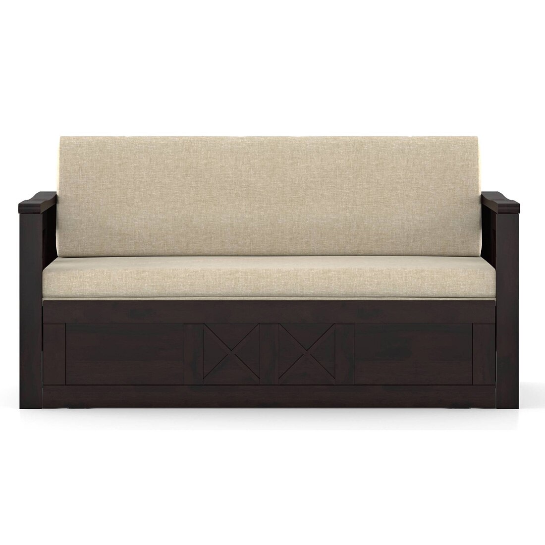 Bram 3 Seater Pull Out Sofa cum Bed In Macadamia Brown Colour