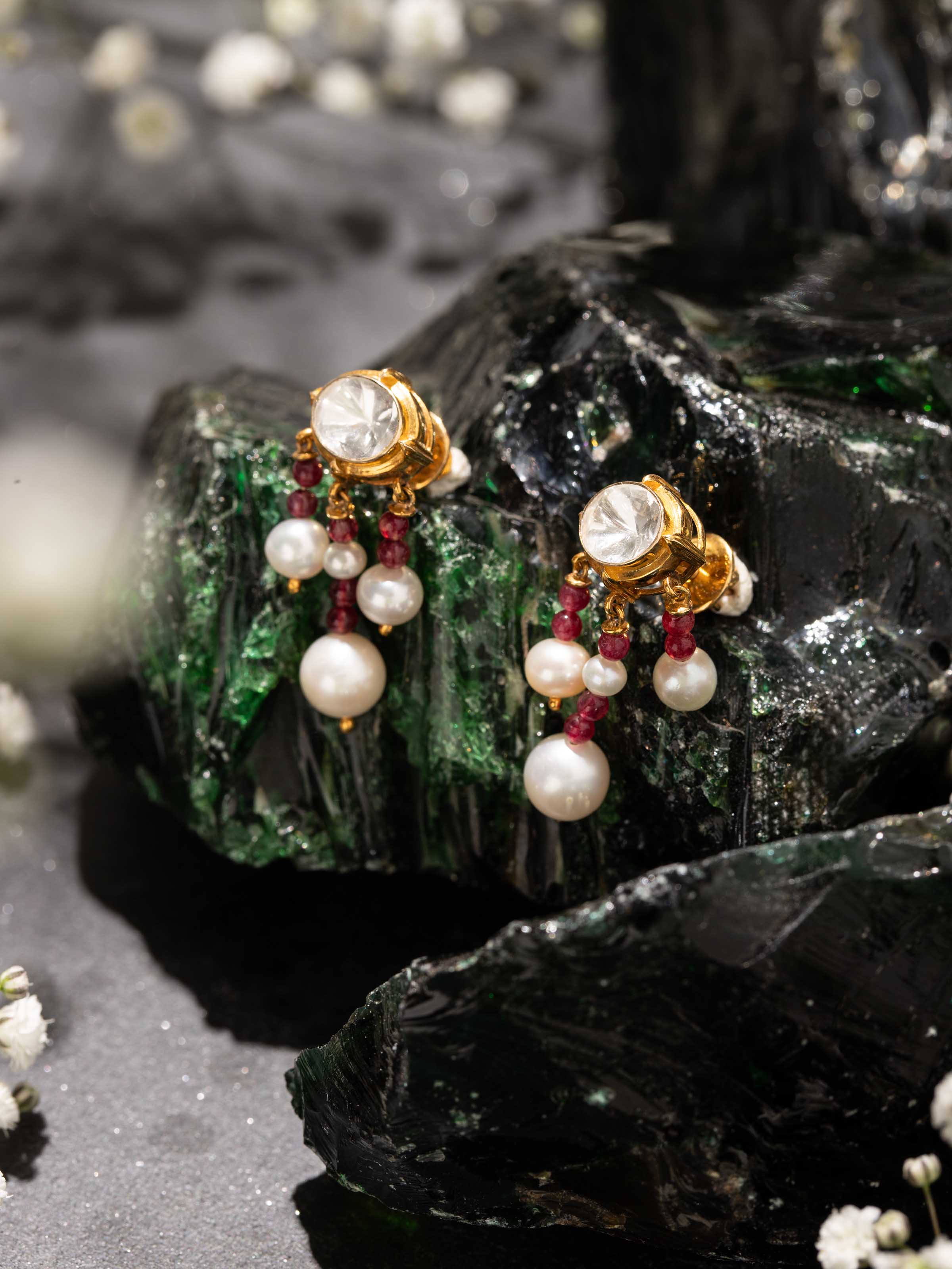 Dank Polki Gold Drop Earrings