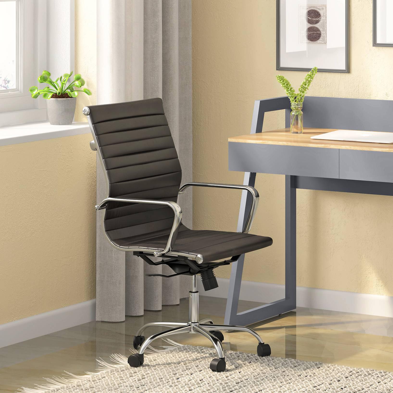 Charles Leatherette Study Chair in Black Colour