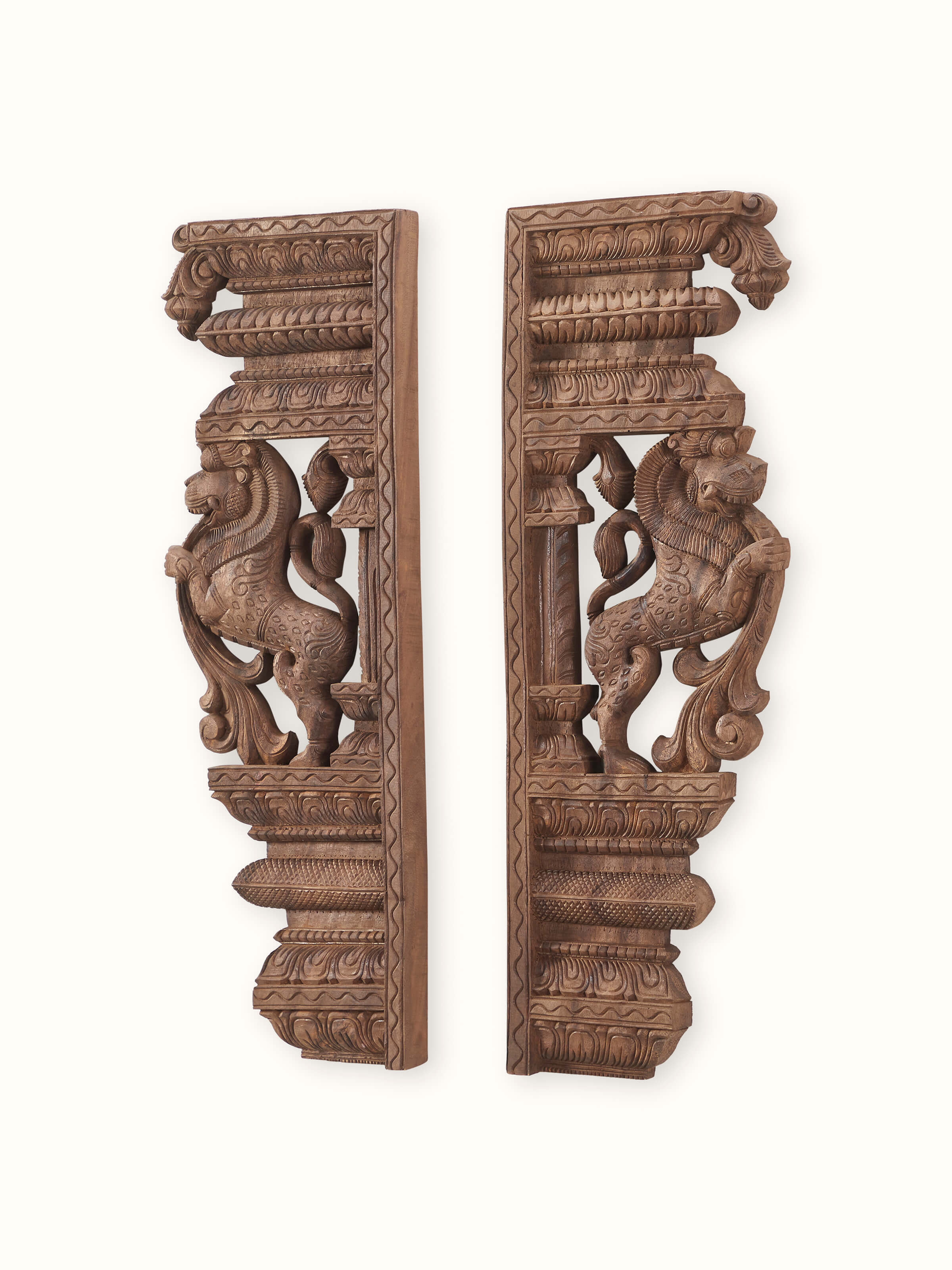 Wood Carved Yali Wall Panel (2 Pieces)