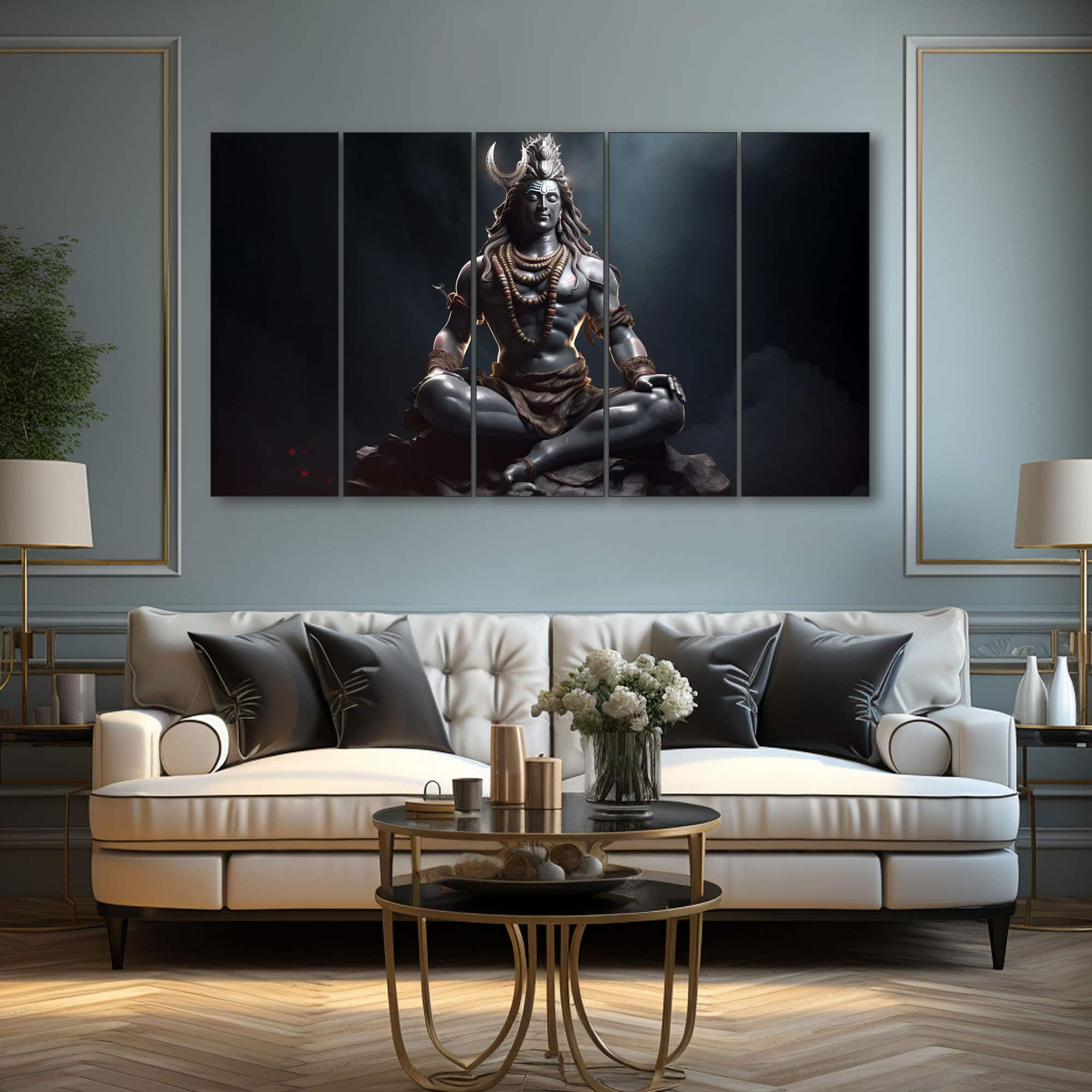 The Castle Decor Lord Shiva Wall Painting Wooden Framed 27x48 Inch (Style 13) - The Castle Decor