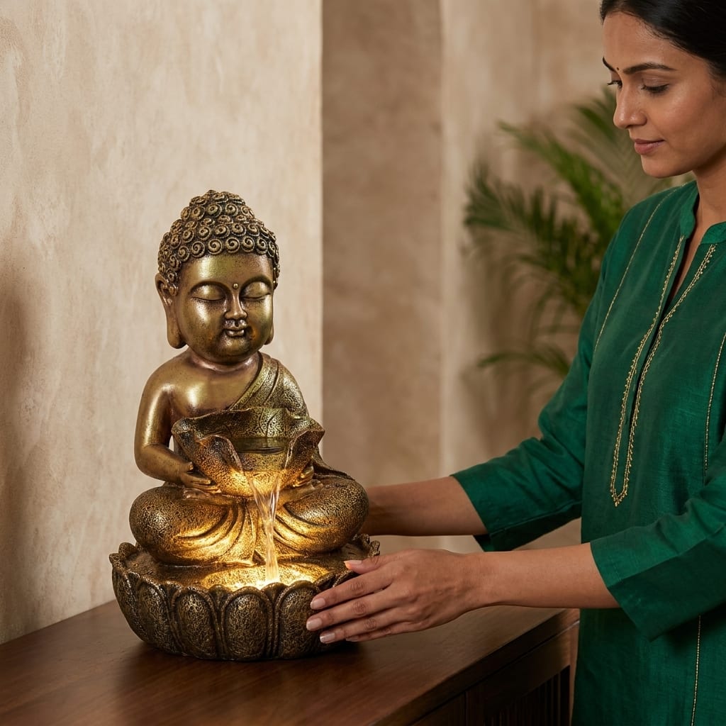 Water Fountain Nirvana Lotus Water Fountain in Multicolor Colour - Vedas