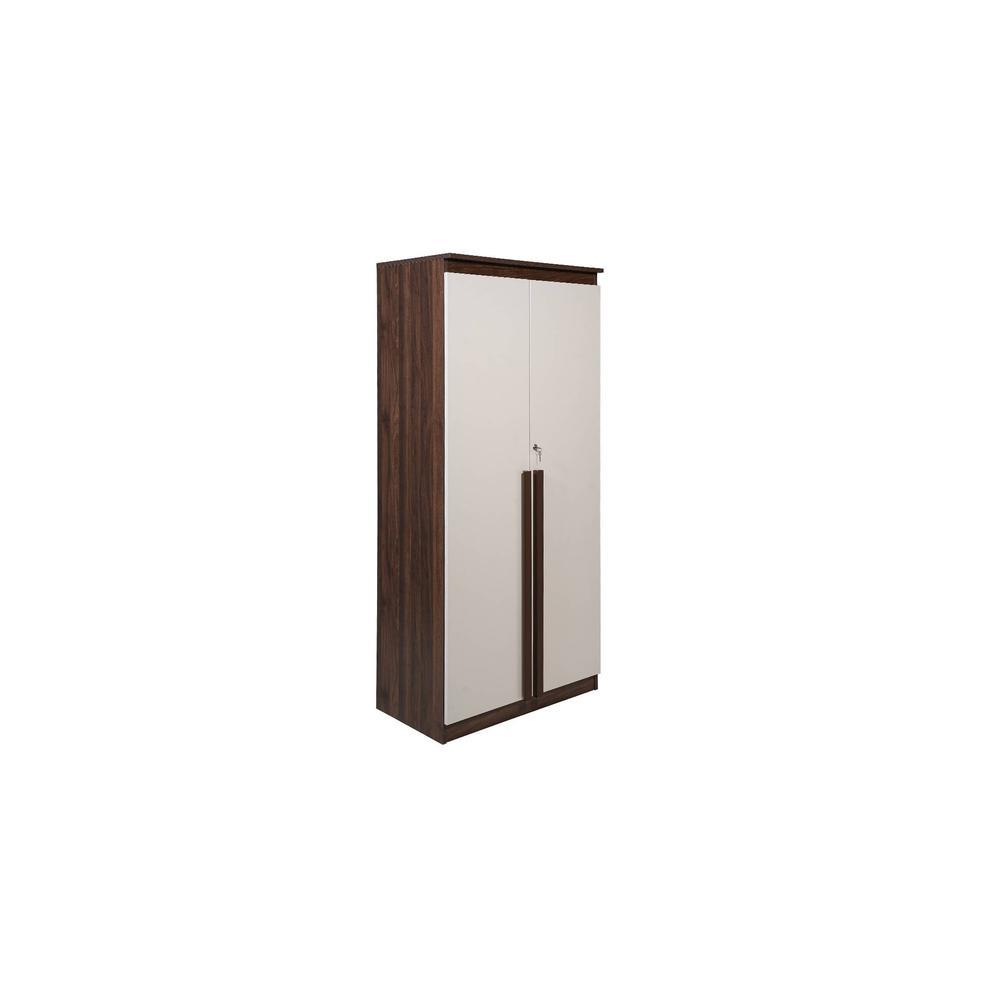 Meridian engineered wood two door wardrobe with Columbian walnut finish