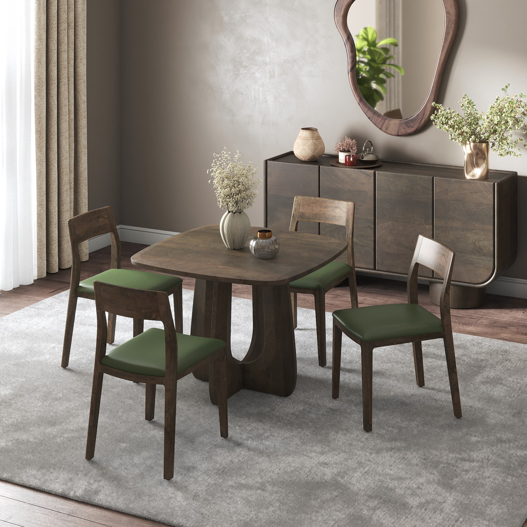 Aero Solid Wood 4 Seater Dining Table With Clarke Dining Chair