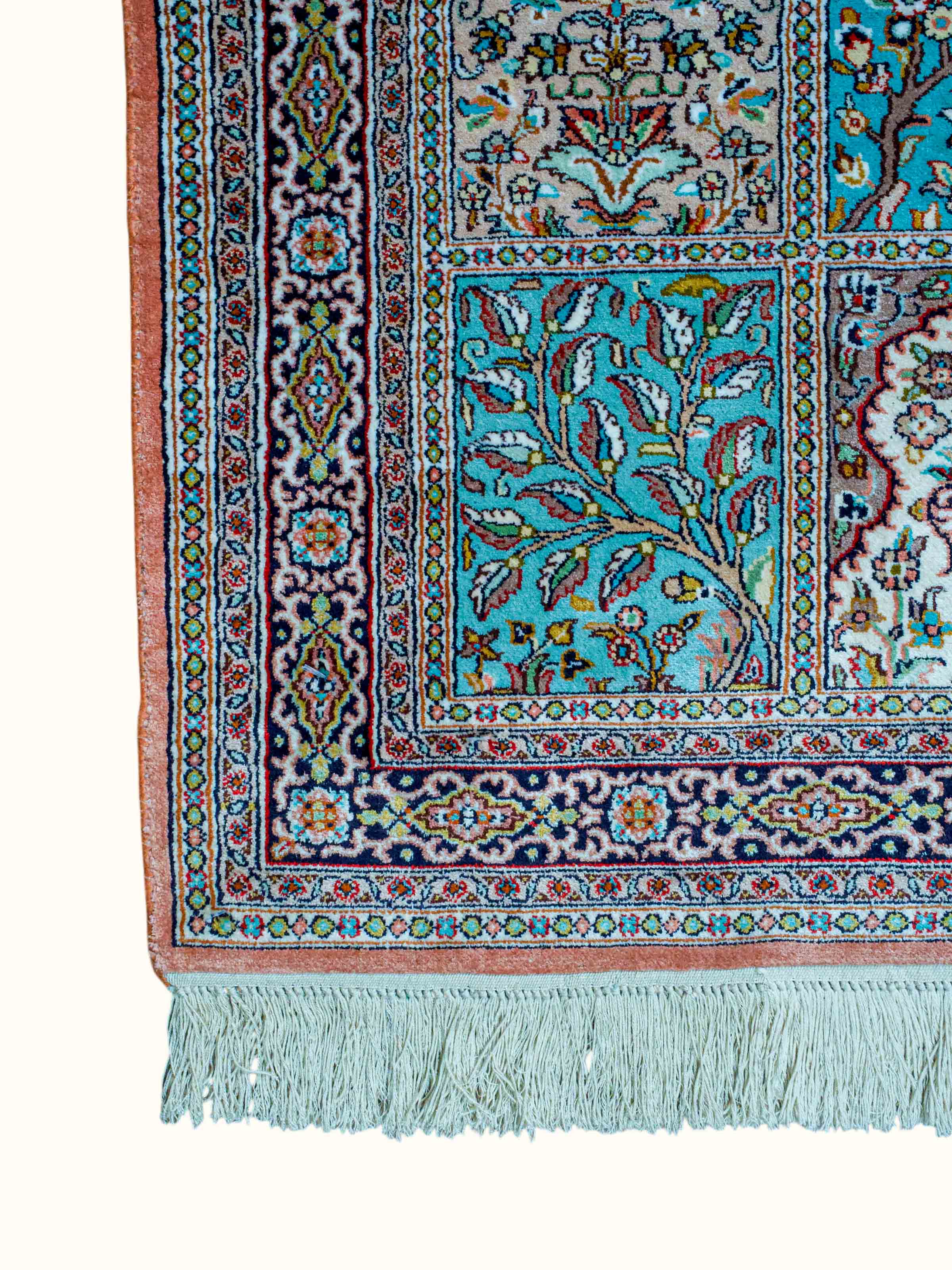 Traditional Persian Rust Hamadan Kashmir Silk Hand-Knotted Carpet