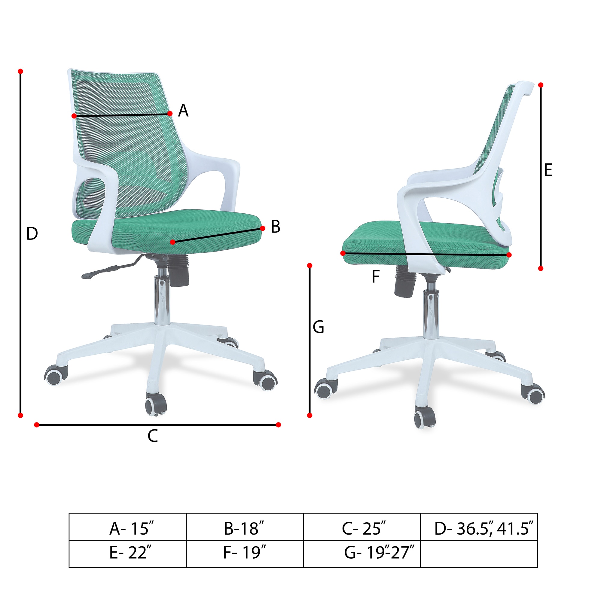 Xeanea Mid Back Ergonomic Chair in Dark Green Colour