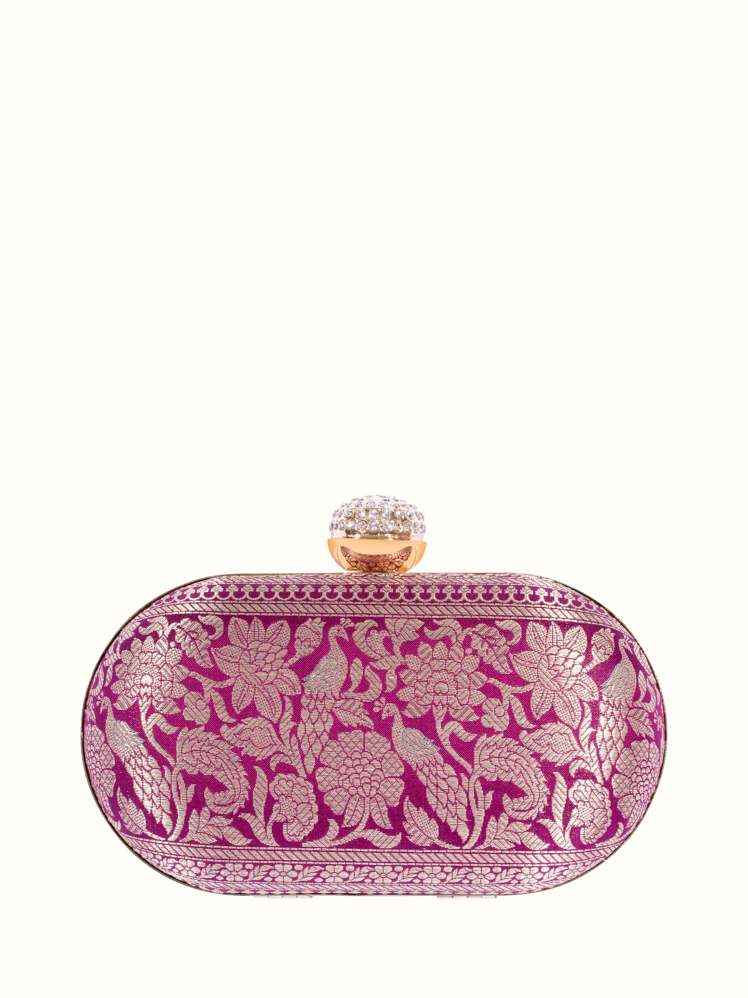 Red Handwoven Handwoven Brocade Clutch