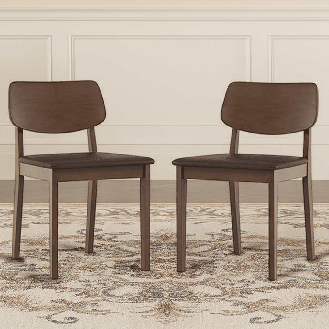 Lawson Solid Wood Dining Chair Set Of 2 In Walnut Finish