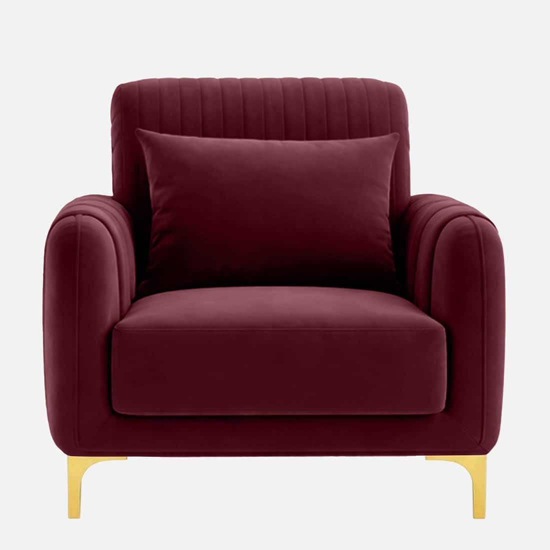 Monly Velvet 1 Seater Sofa Maroon Color - Home Lifestylez