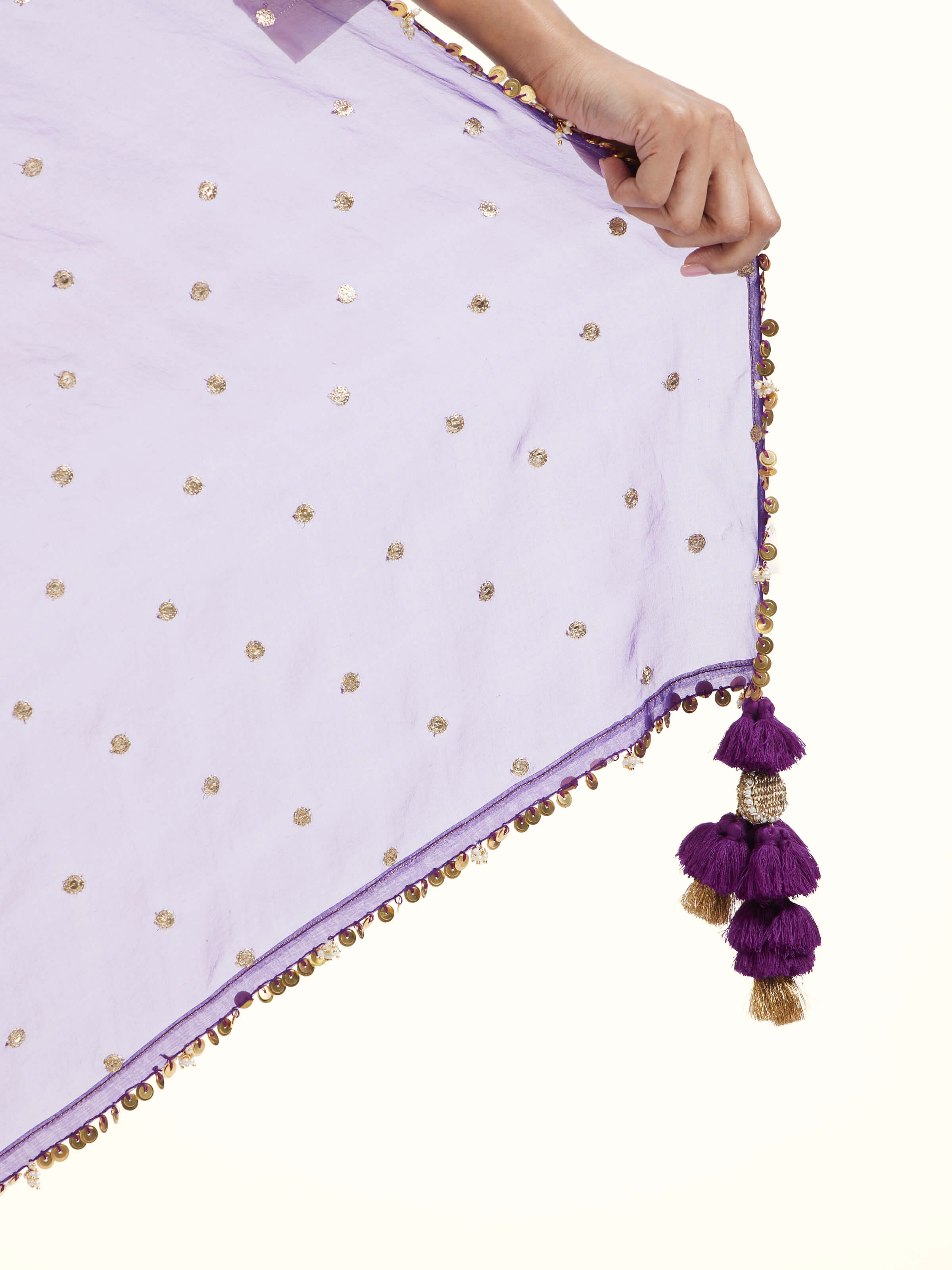 Purple Hand Embroidered Dupatta
