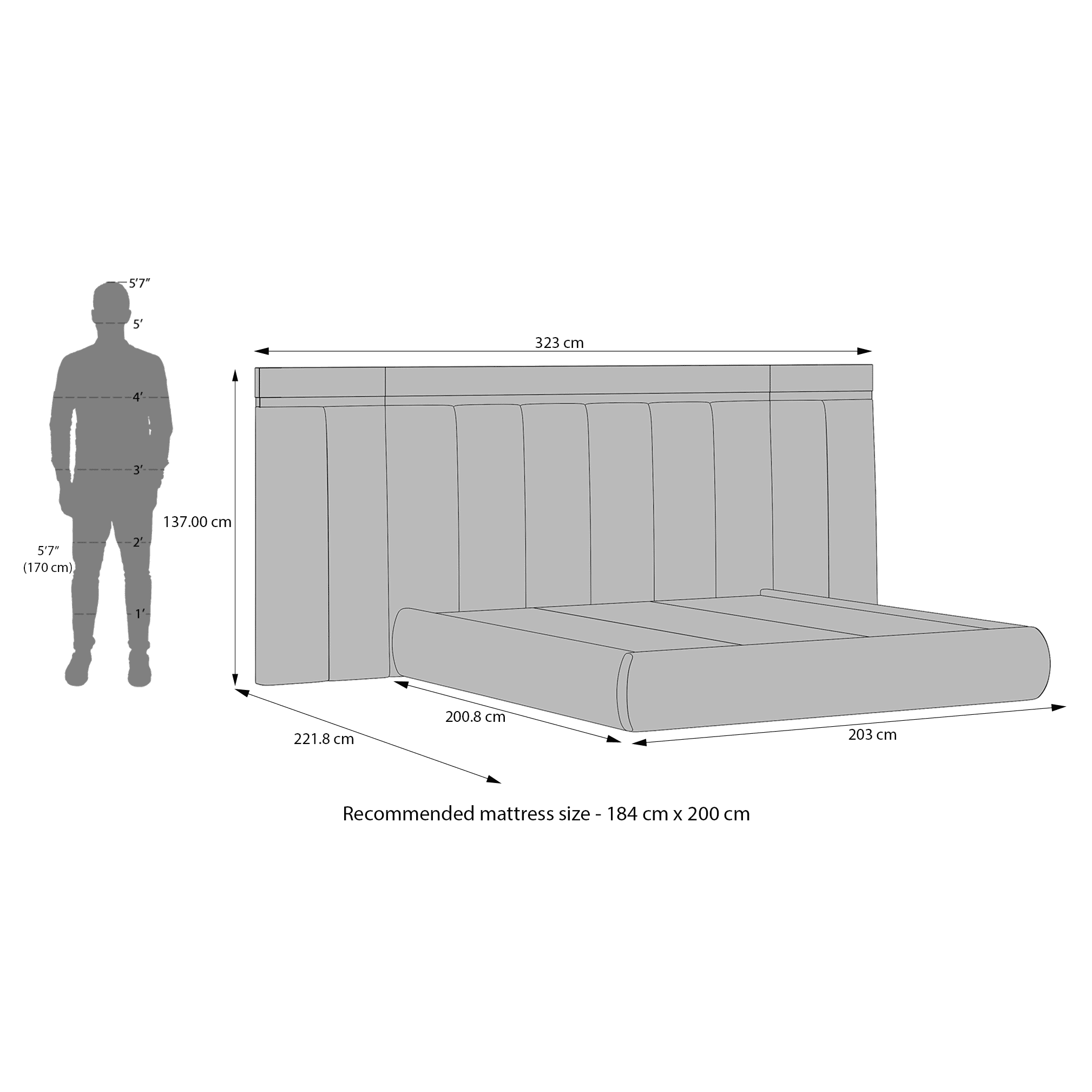 Aurelia Upholstered King Bed With Extended Headboard