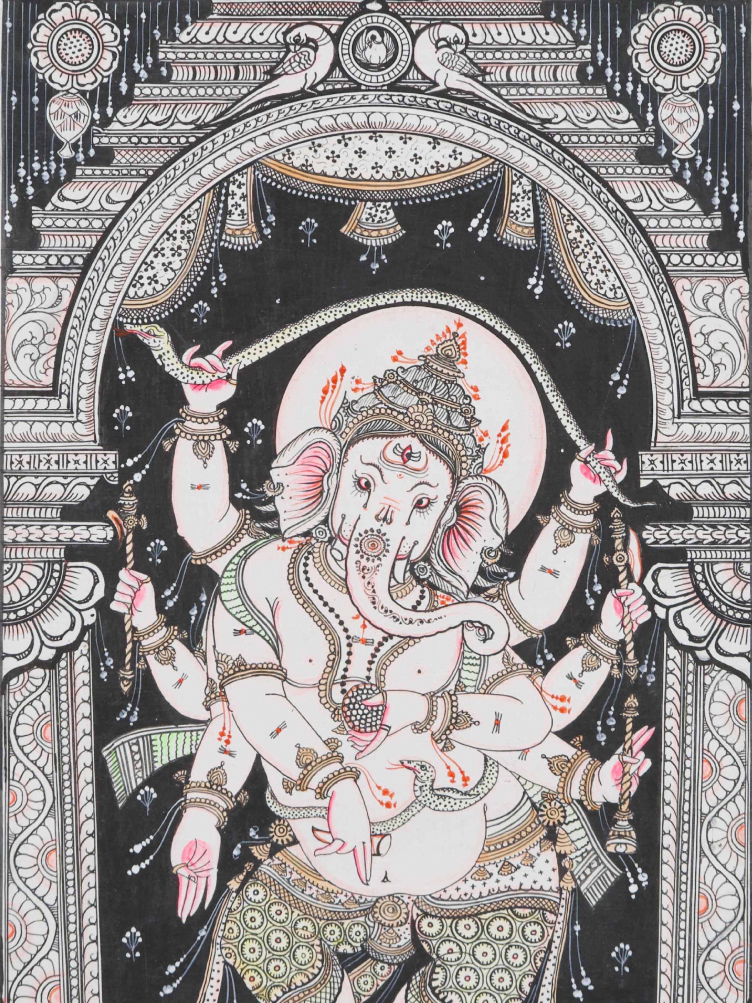 Ganpati Silk Patachitra Painting