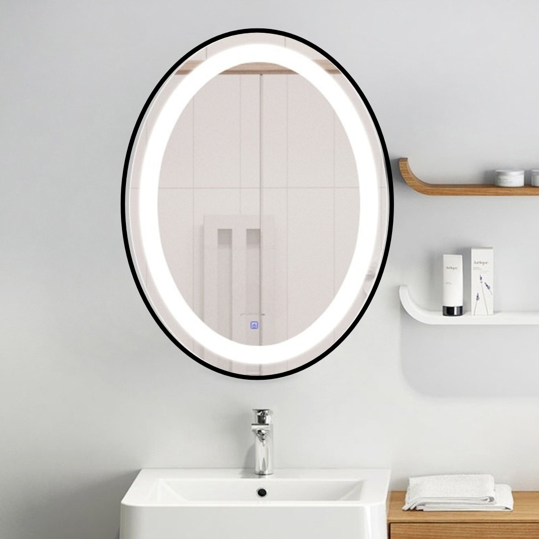 Oval Framed LED  Mirror Black Matte Gold Rose Gold Brushed Silver