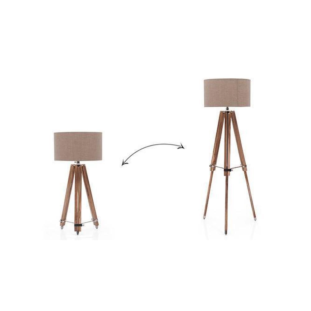 Kepler Tripod Floor Lamp Colour Natural Linen Drum Shade