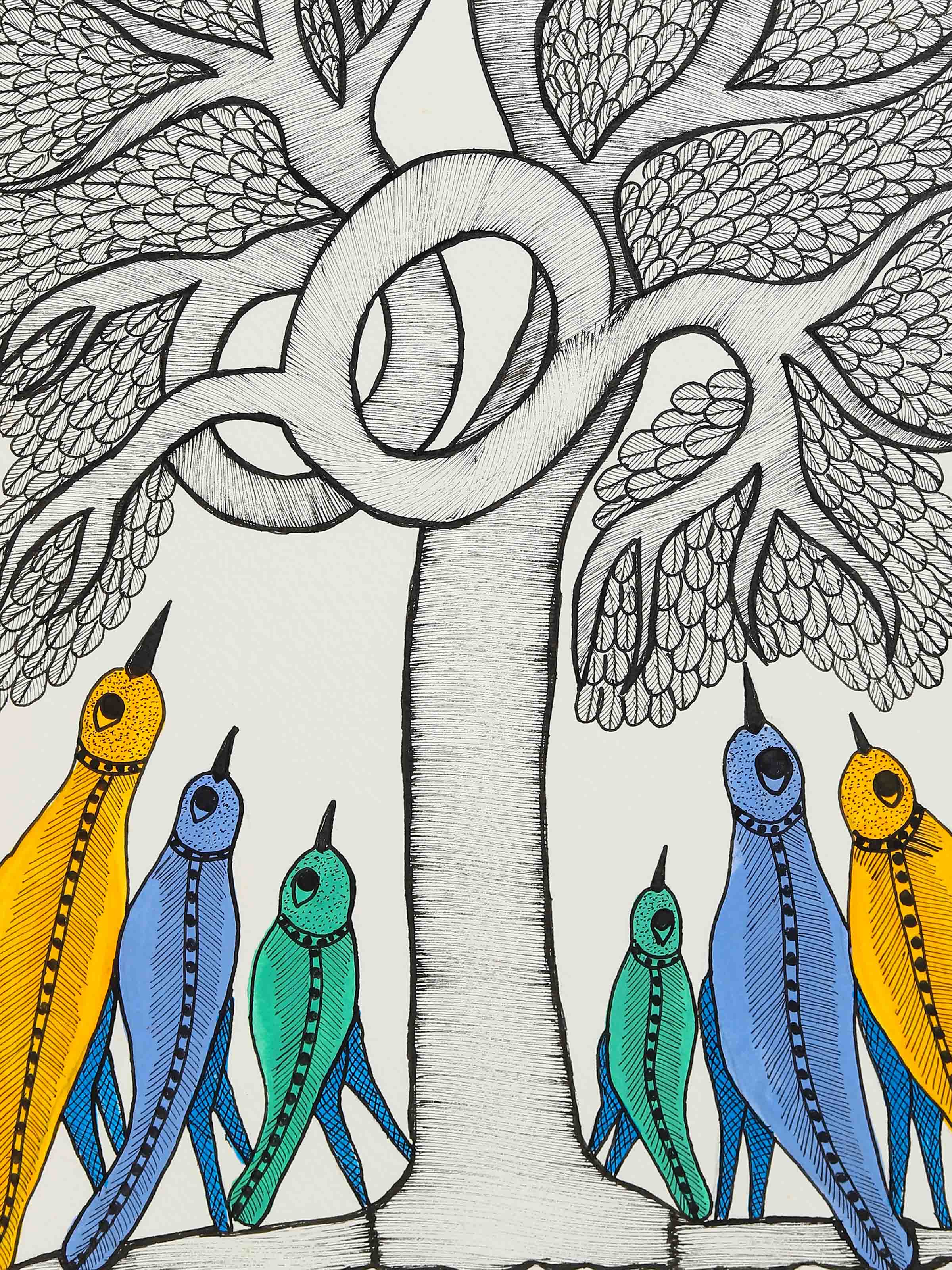 Resting Wings Gond Painting