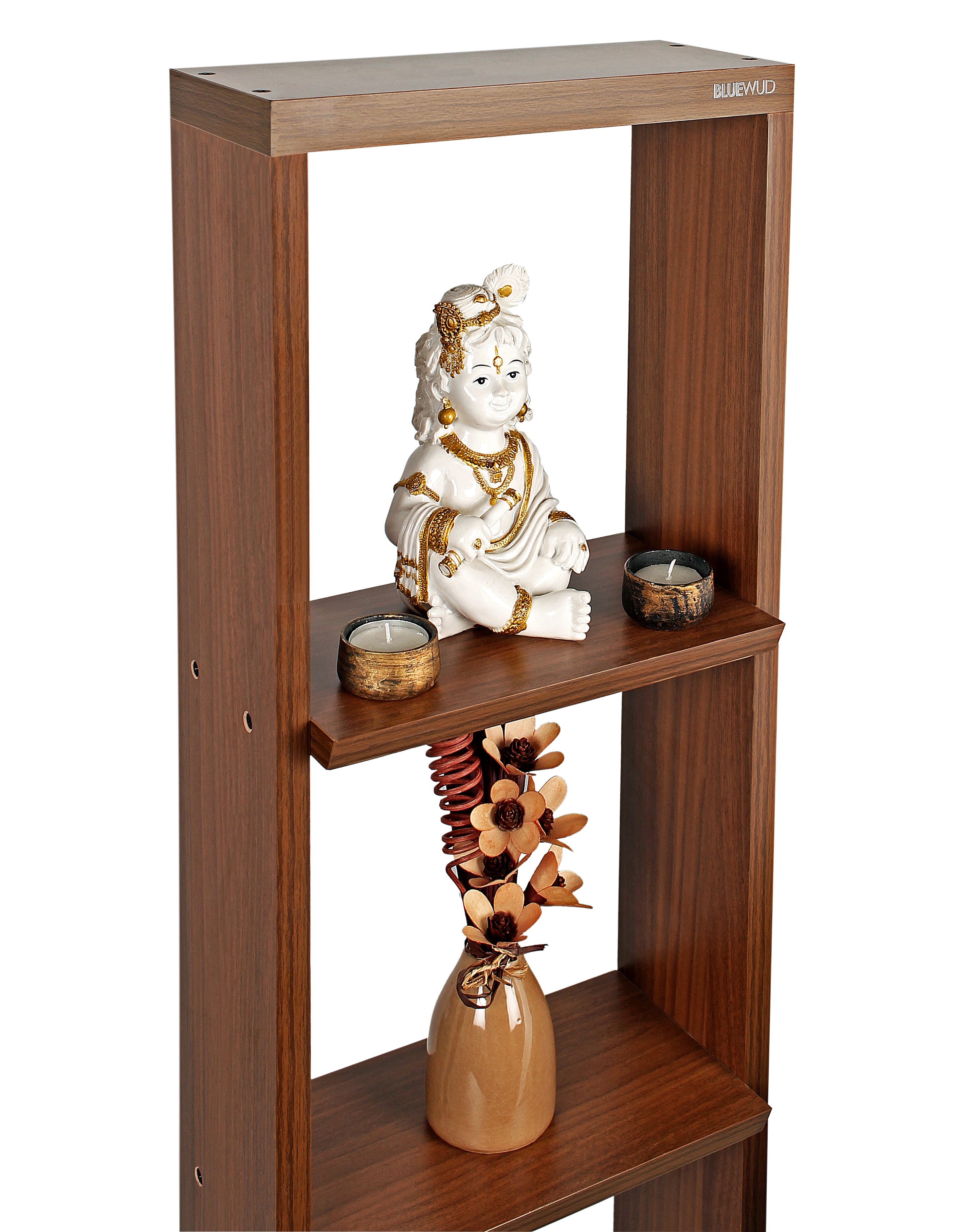 BLUEWUD Walten Engineered Wood Bookshelf Cabinet Book Rack Organizer with Shelves for D�cor Display Floor Standing for Home Library Furniture (Walnut)