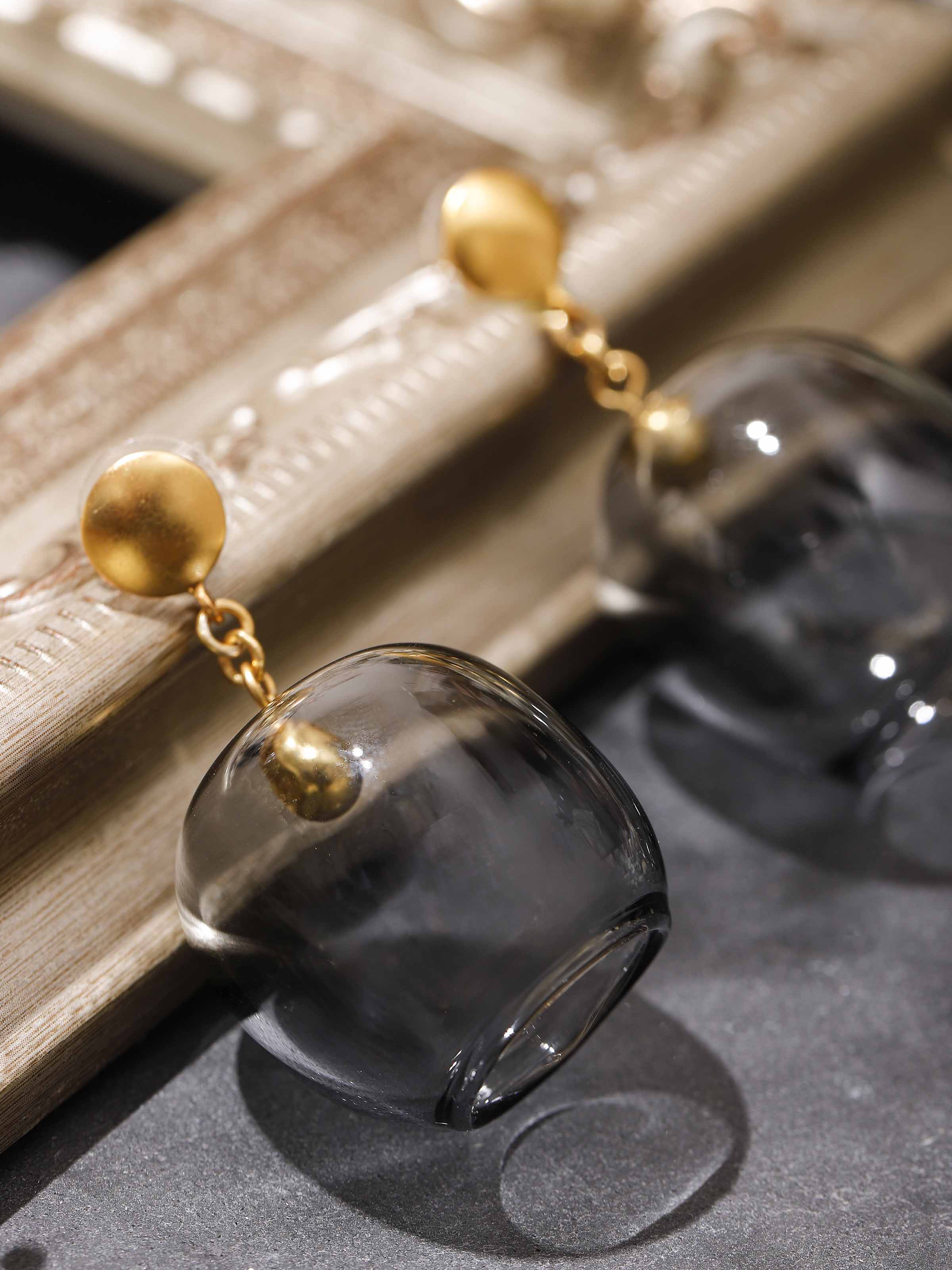 Silver Flame Glass Drop Earrings