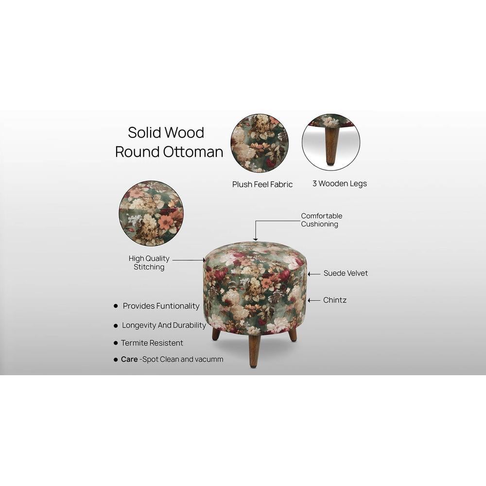 Willow Solid Wood  Ottomon in  Multicolor Colour