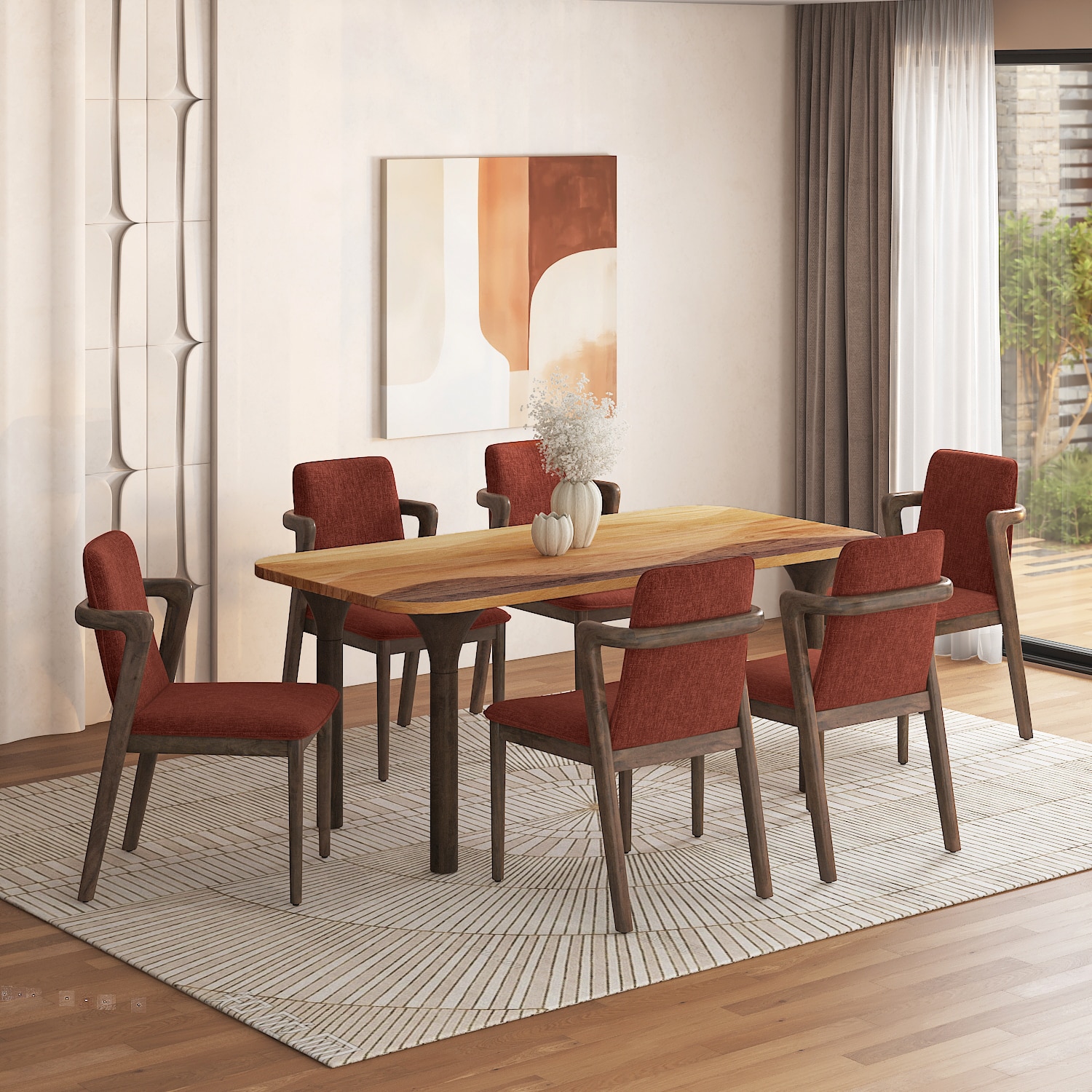 Dune Solid Oak Wood Dining Table With Harper Solid Wood Dining Chair