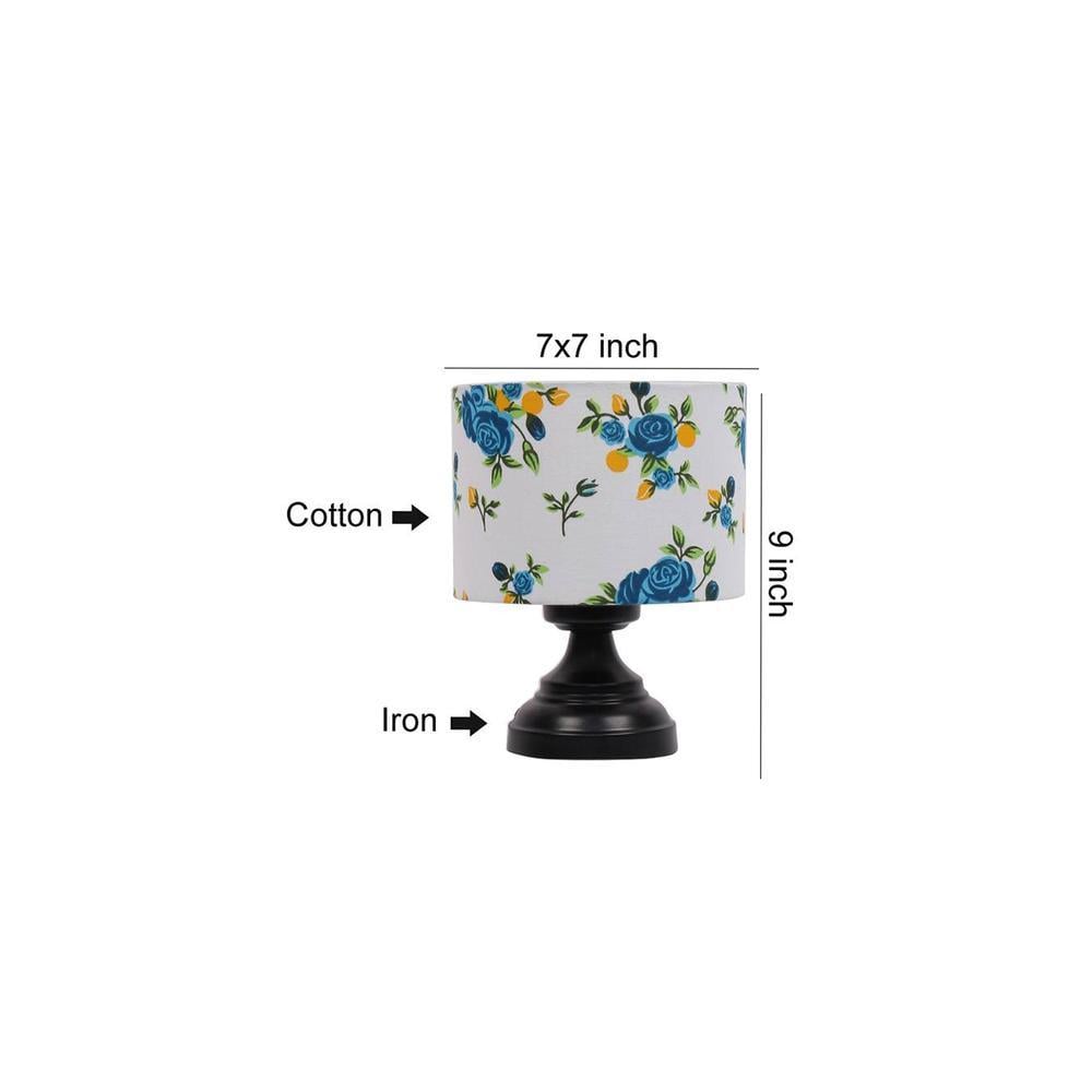 Edmond Multicolour Fabric Shade Table Lamp with Black Iron Base