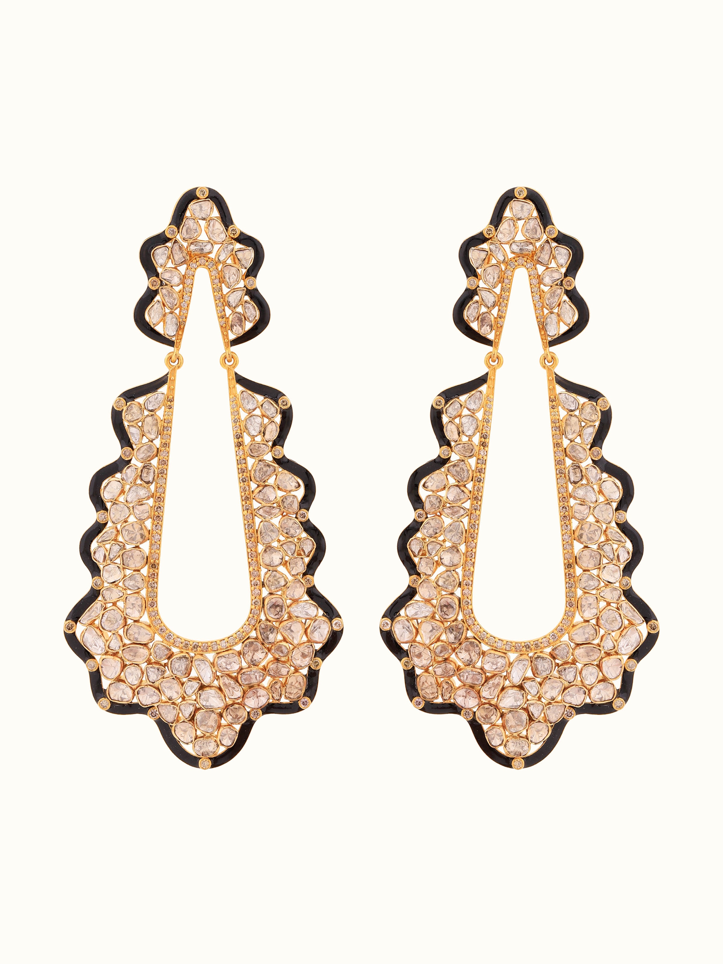Dank Polki 14 Karat Gold Drop Earrings