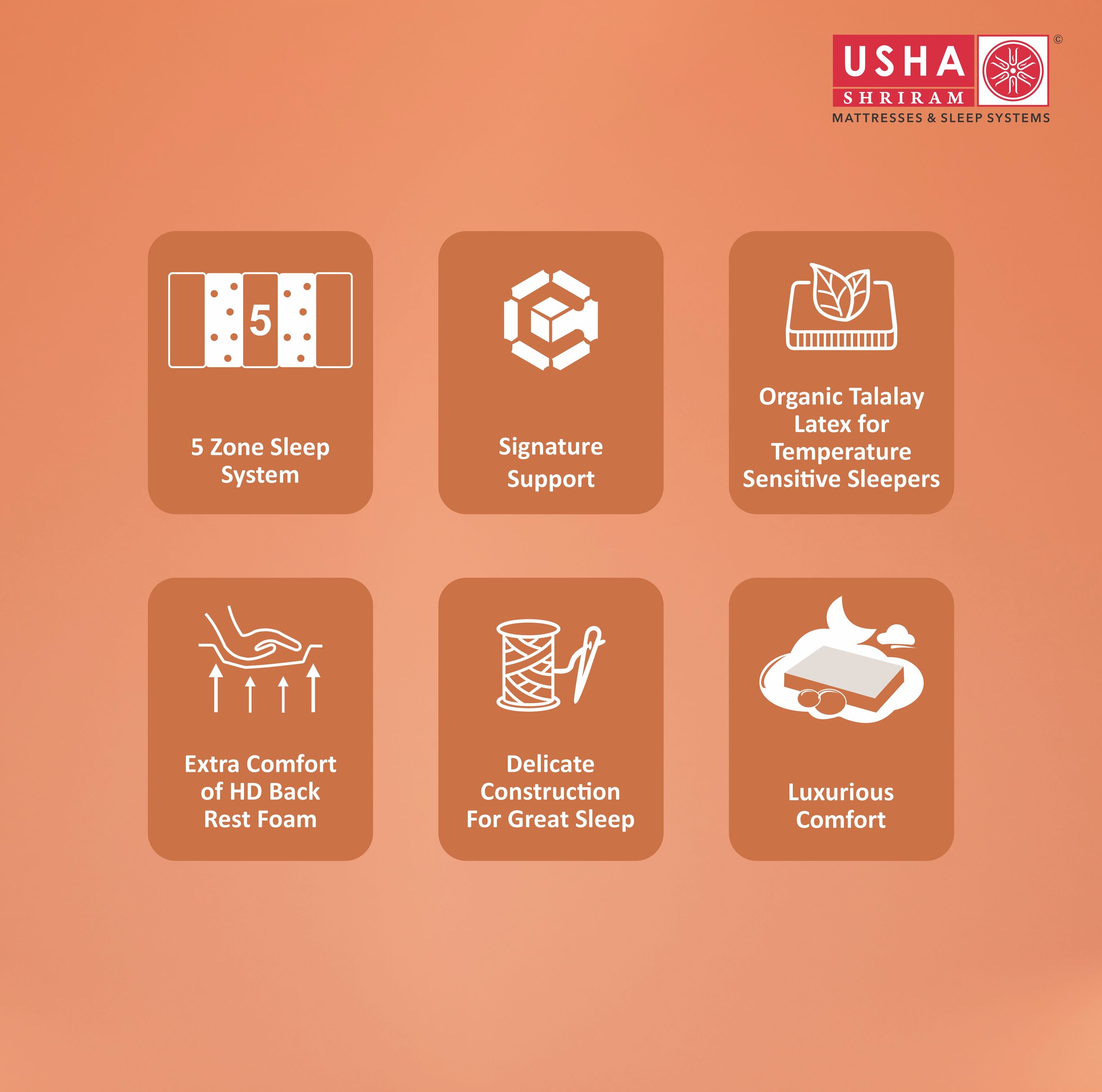 Usha Shriram AeroLatex Ortho Hybrid King Mattress (Mattress Thickness: 10 Inches, Mattress Dimensions: 78 x 72 in)