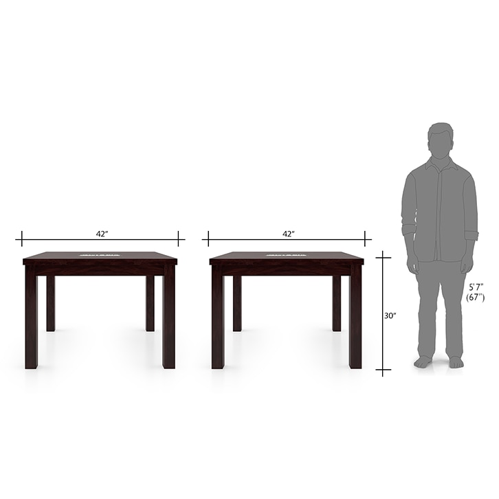 Brighton Zella Solid Wood 4 Seater Dining Table With Set Of 4 Chairs (Colour- Burnt Orange , Finish- Mahogany)