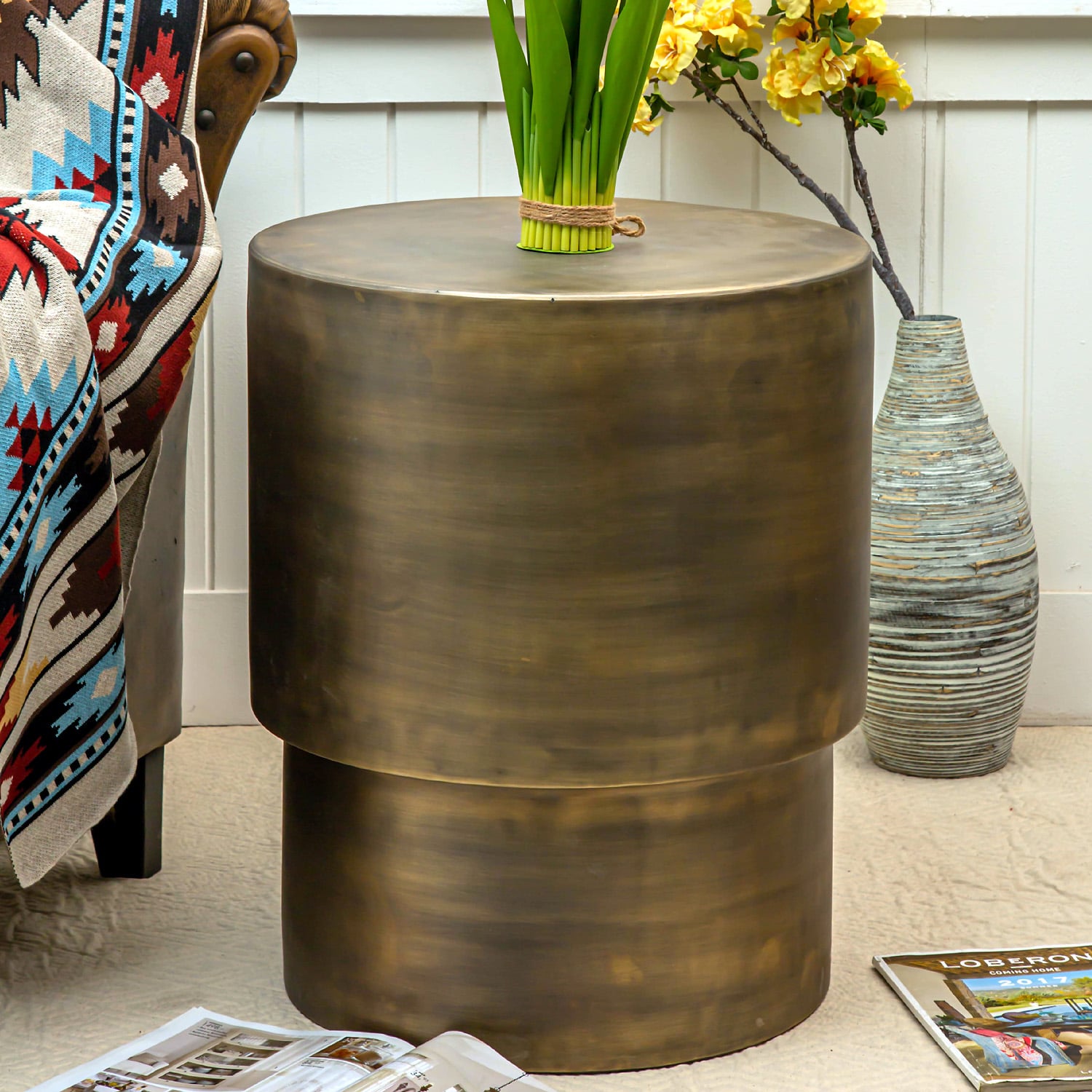 Hanalta Metal Coffee Table In Brass Finish - Living Shape