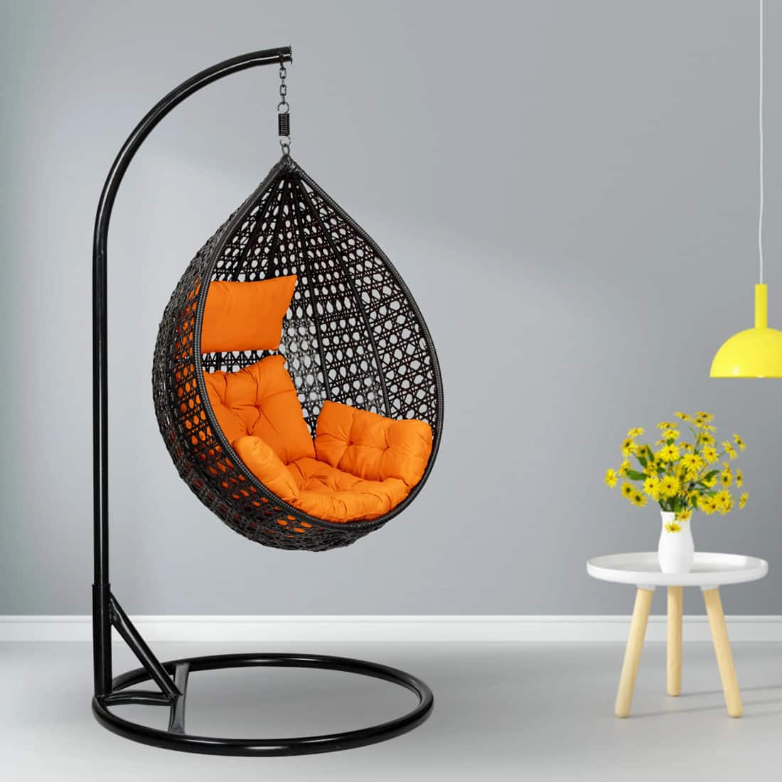 Premium Egg Single Seater 6 Star Swing Chair Orange - AHREE
