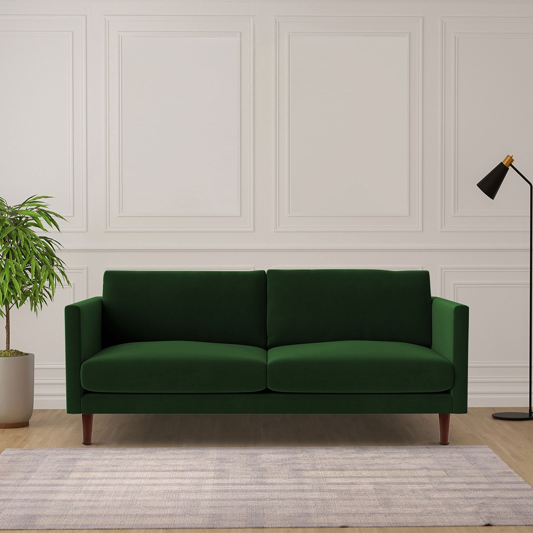 Tharoli Velvet 2 Seater Sofa in Green Colour - Home Lifestylez