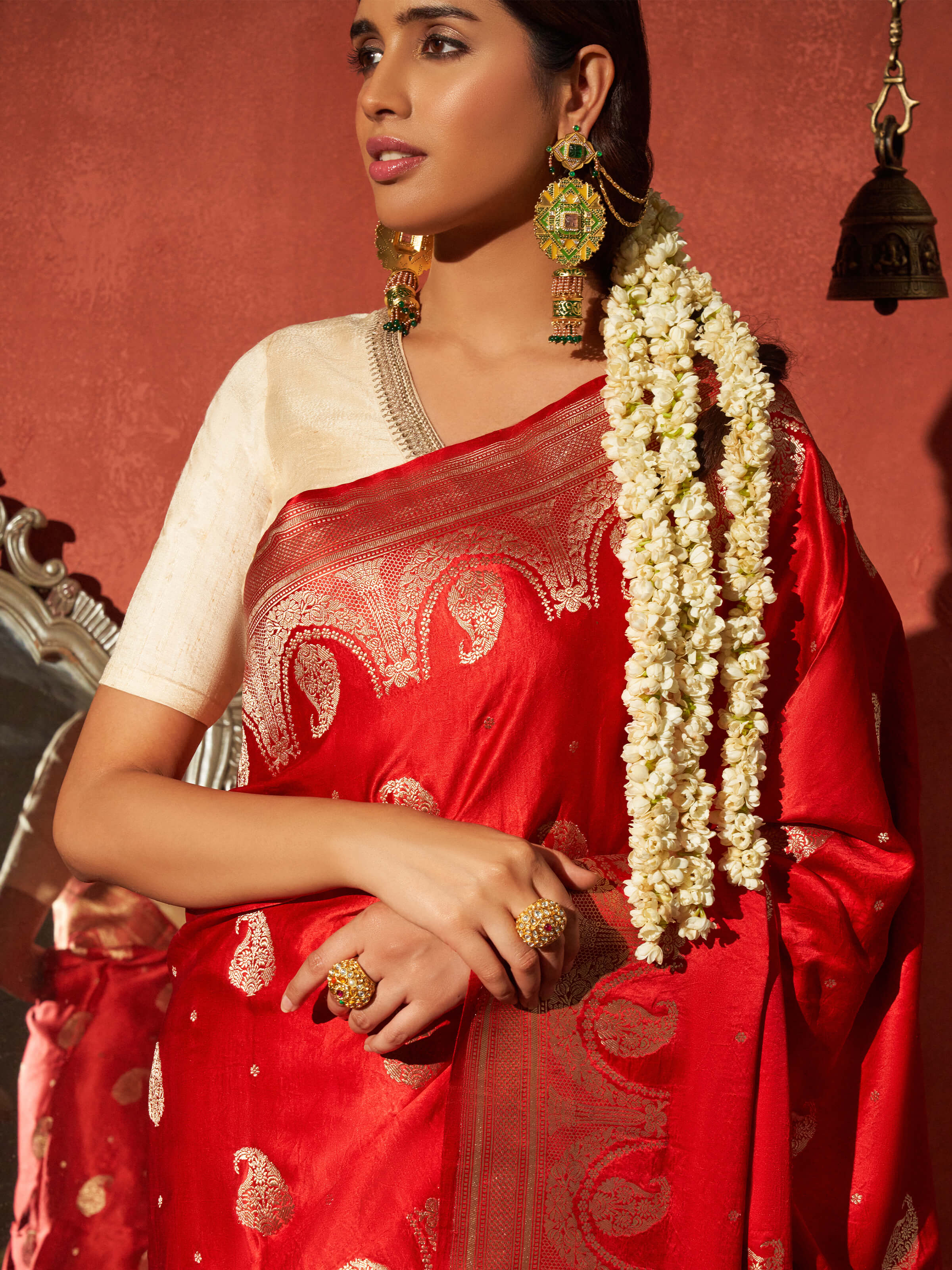 Red Gajji Silk Banarasi Saree