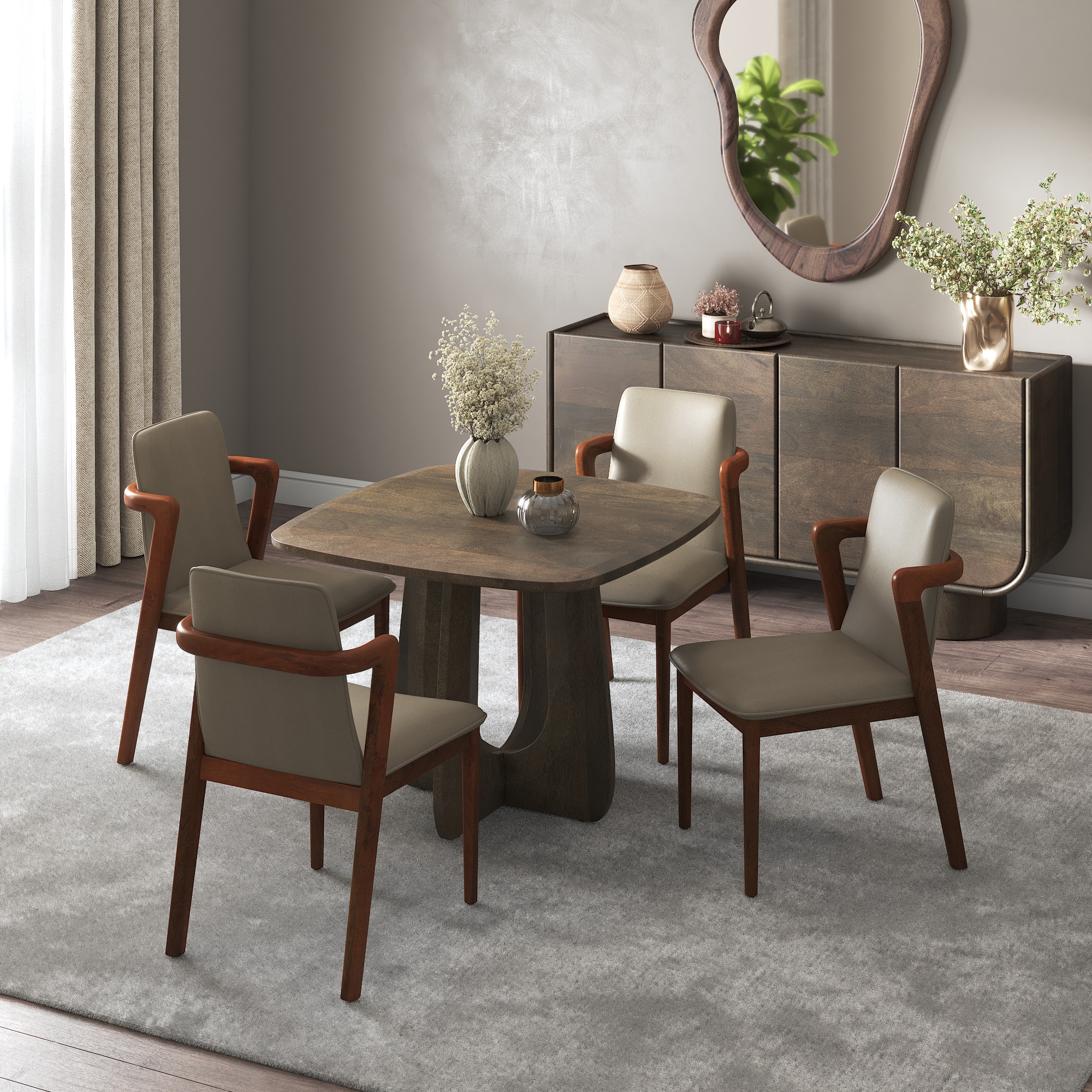 Aero Solid Wood 4 Seater Dining Table With Harper Dining Chair