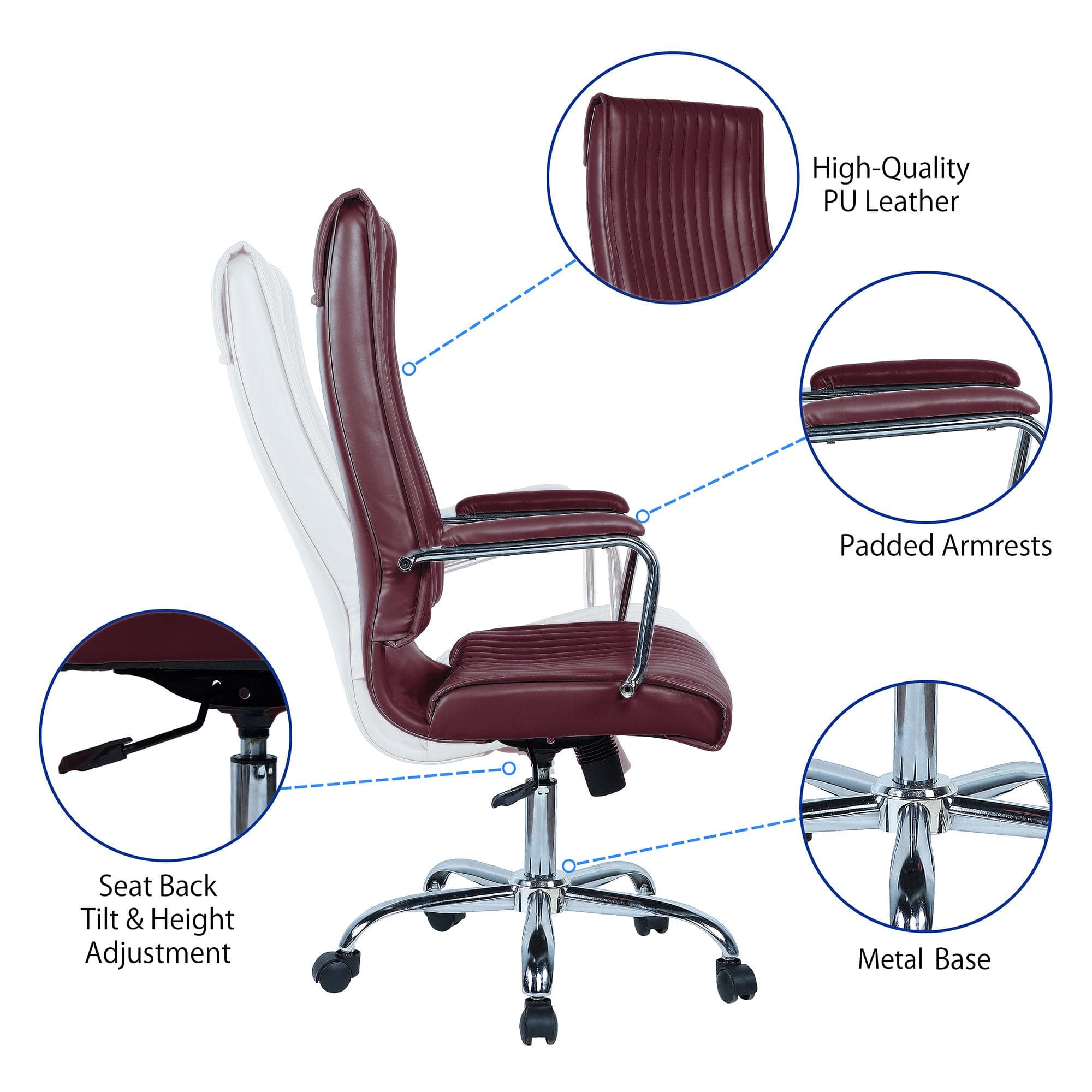 Leanoxa High Back Executive Chair in Maroon Colour