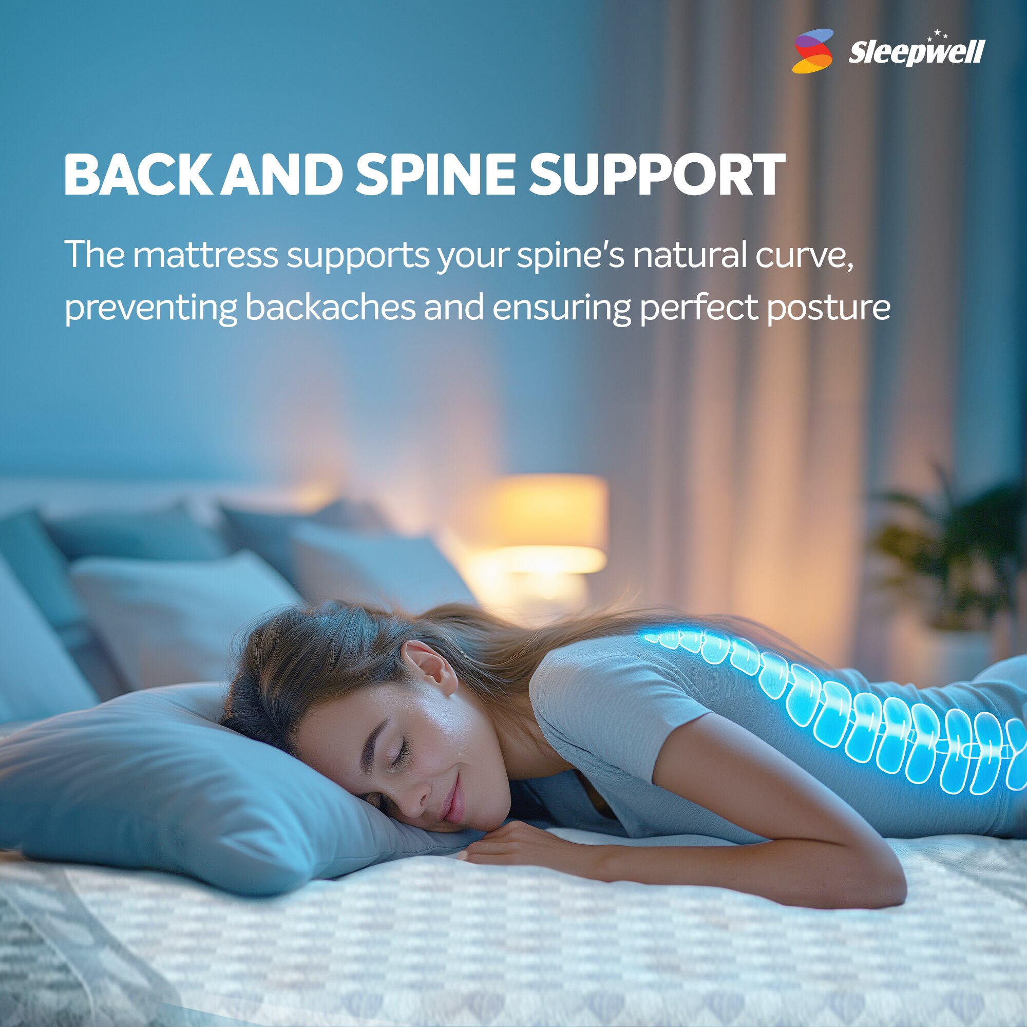 Sleepwell Ortho Pro Foam Acuprofile Resitic High-Resilience (HR) Medium Firm Impression Memory Foam Double Size Mattress (Thickness: 6 Inches, Dimensions: 75 X 48 Inches)