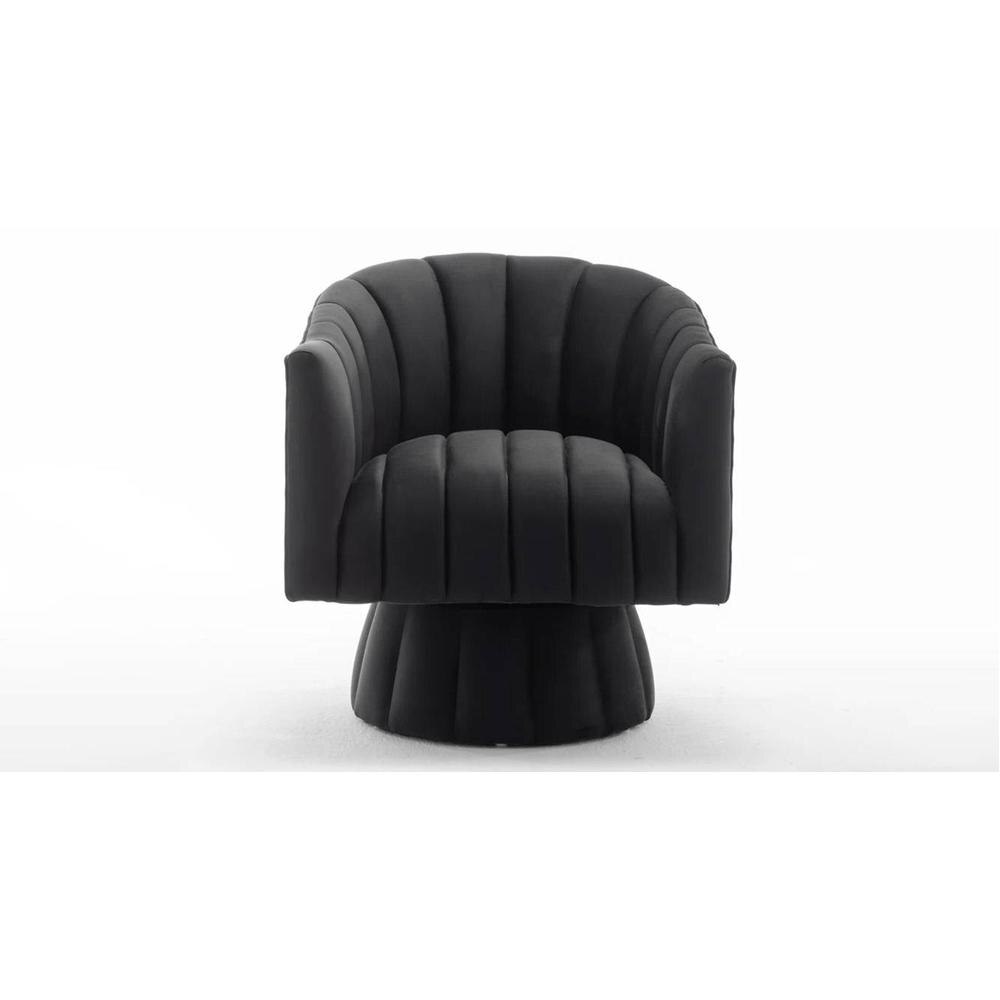 Morrow Swivel Solid Wood Round Chair in Black Colour