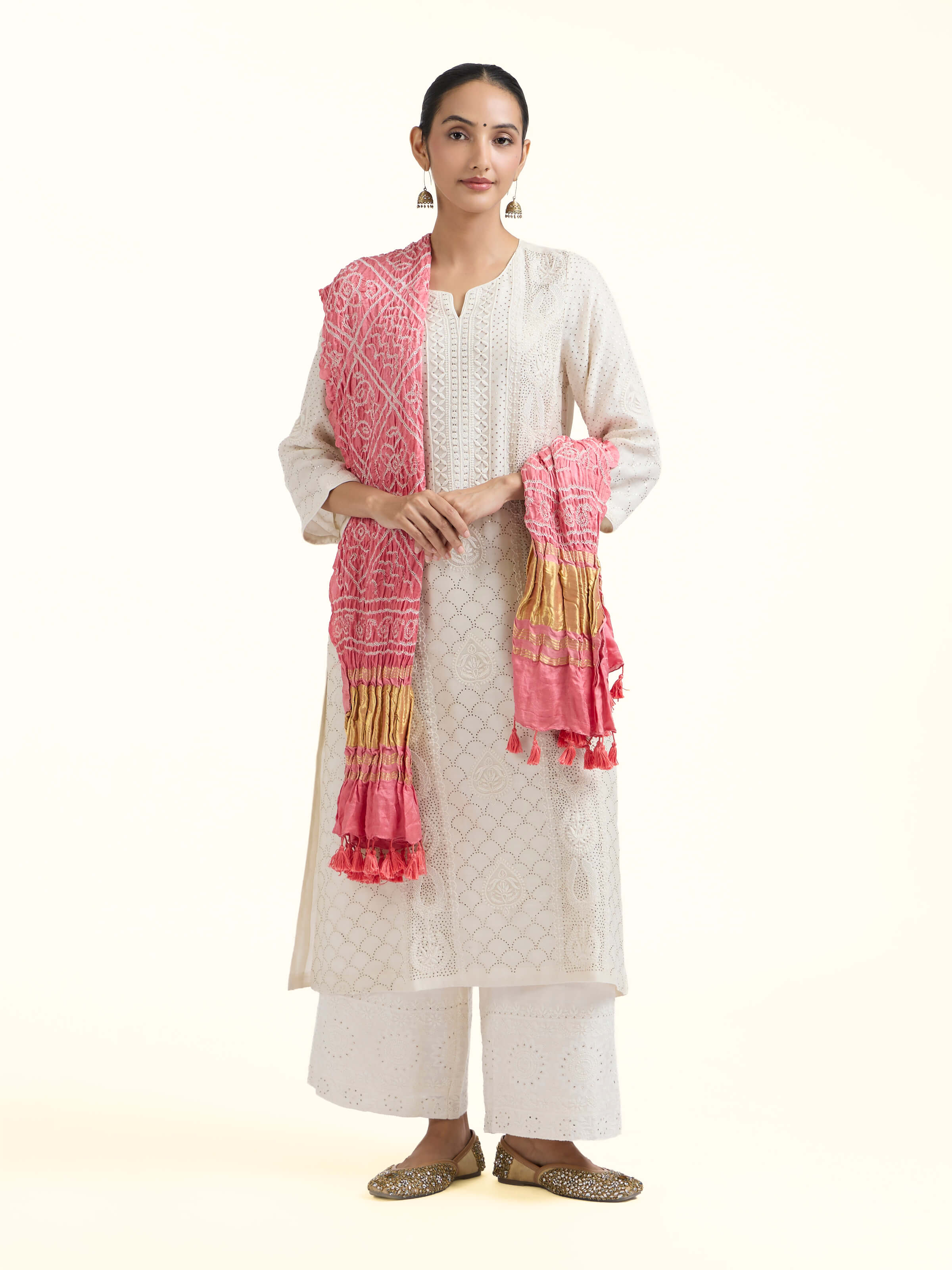 Pink Bandhani Tie & Dye Dupatta