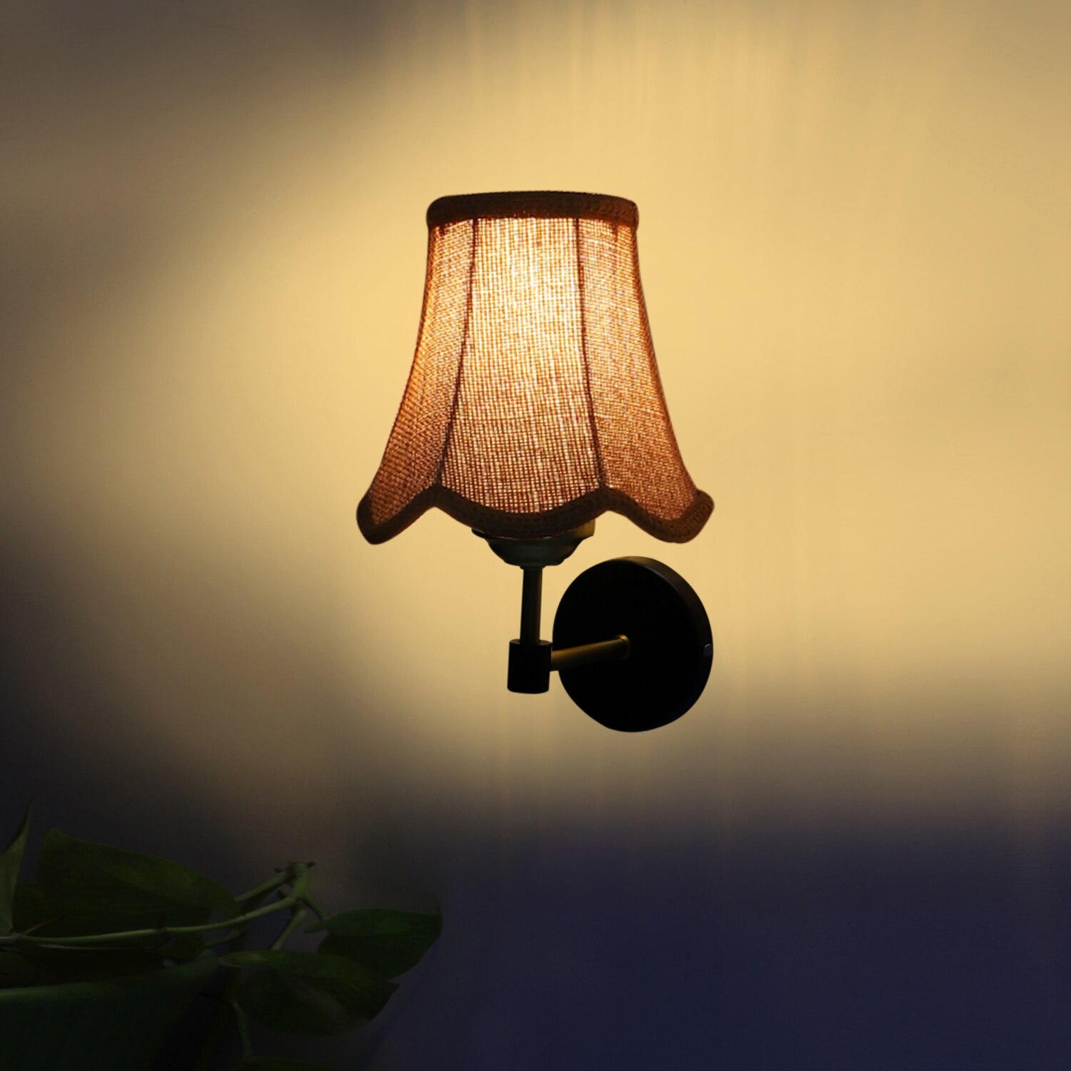 Devansh Gold Wall Mounted Lamp With Beige Jute Shade