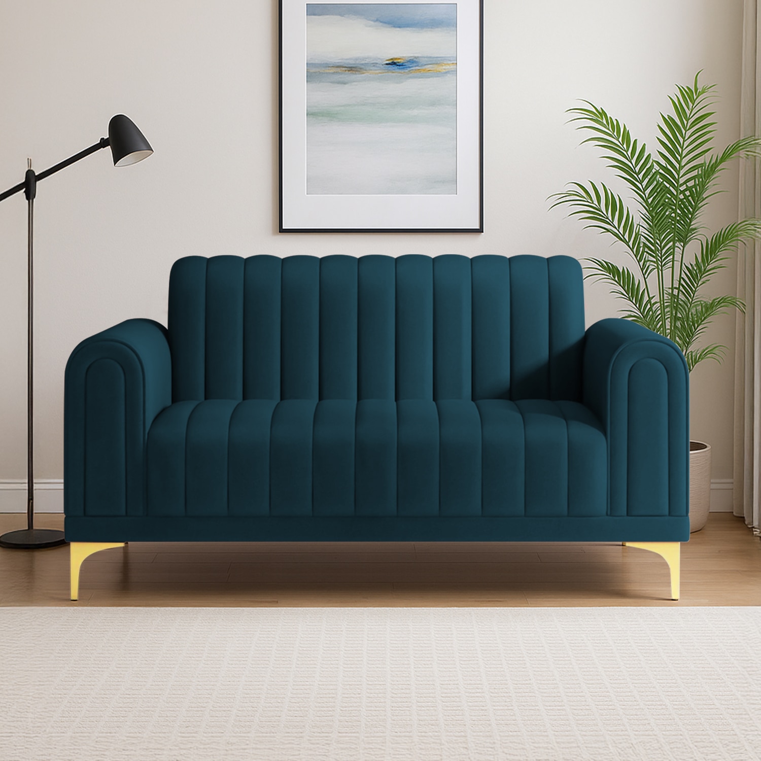 Josbert Velvet 2 Seater  Sofa In T Blue Colour - Home Lifestylez