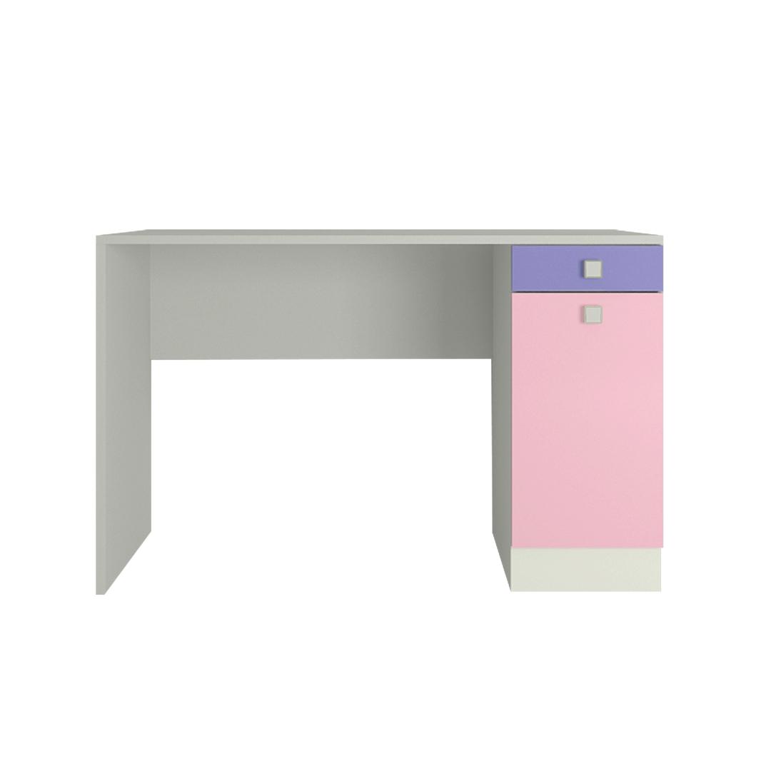 Celestia Kids Study Desk with Shuttered Cabinet and Drawer in English Pink Persian Lilac Colour