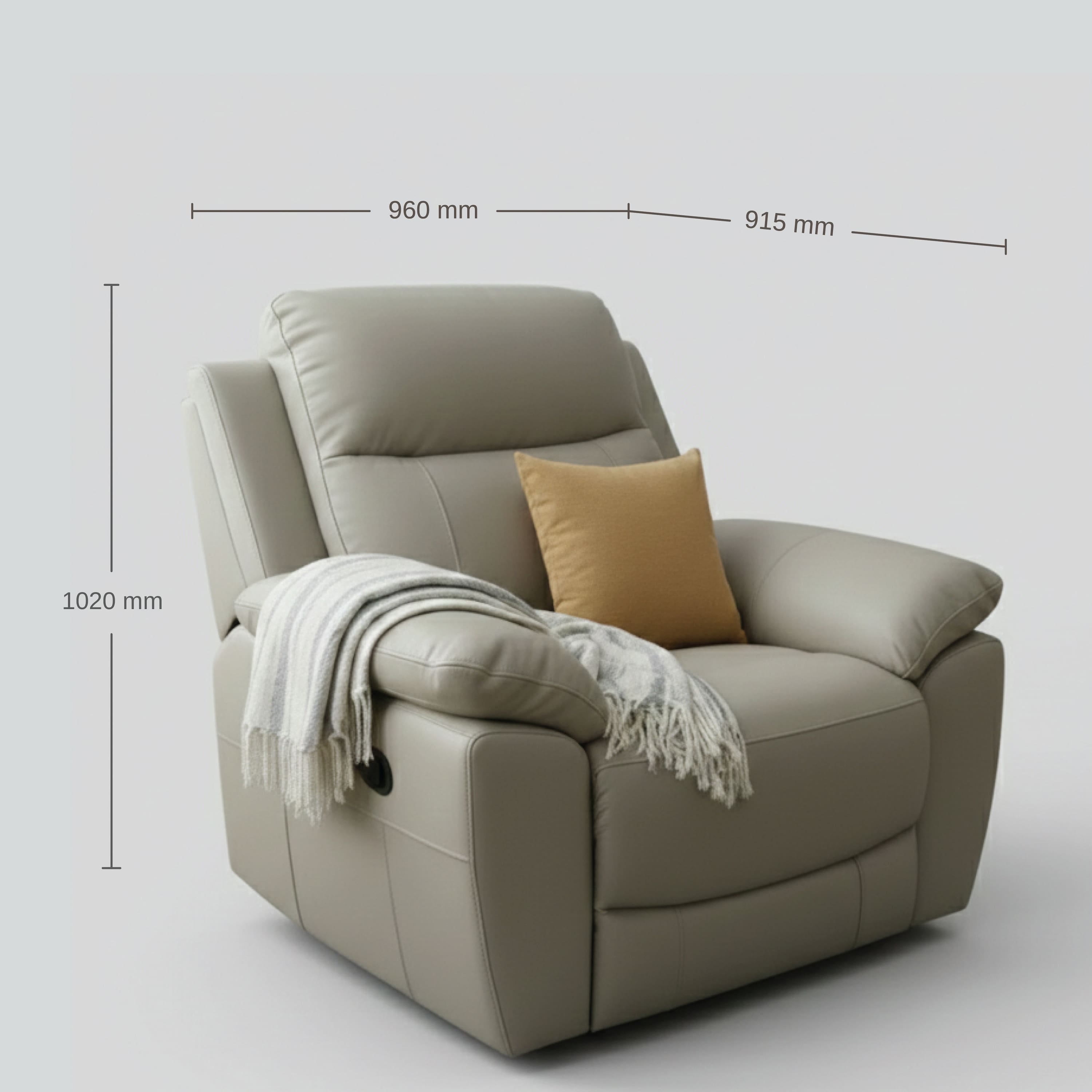 Quantum Half Leather 1 Seater Manual Recliner Sofa in Beige